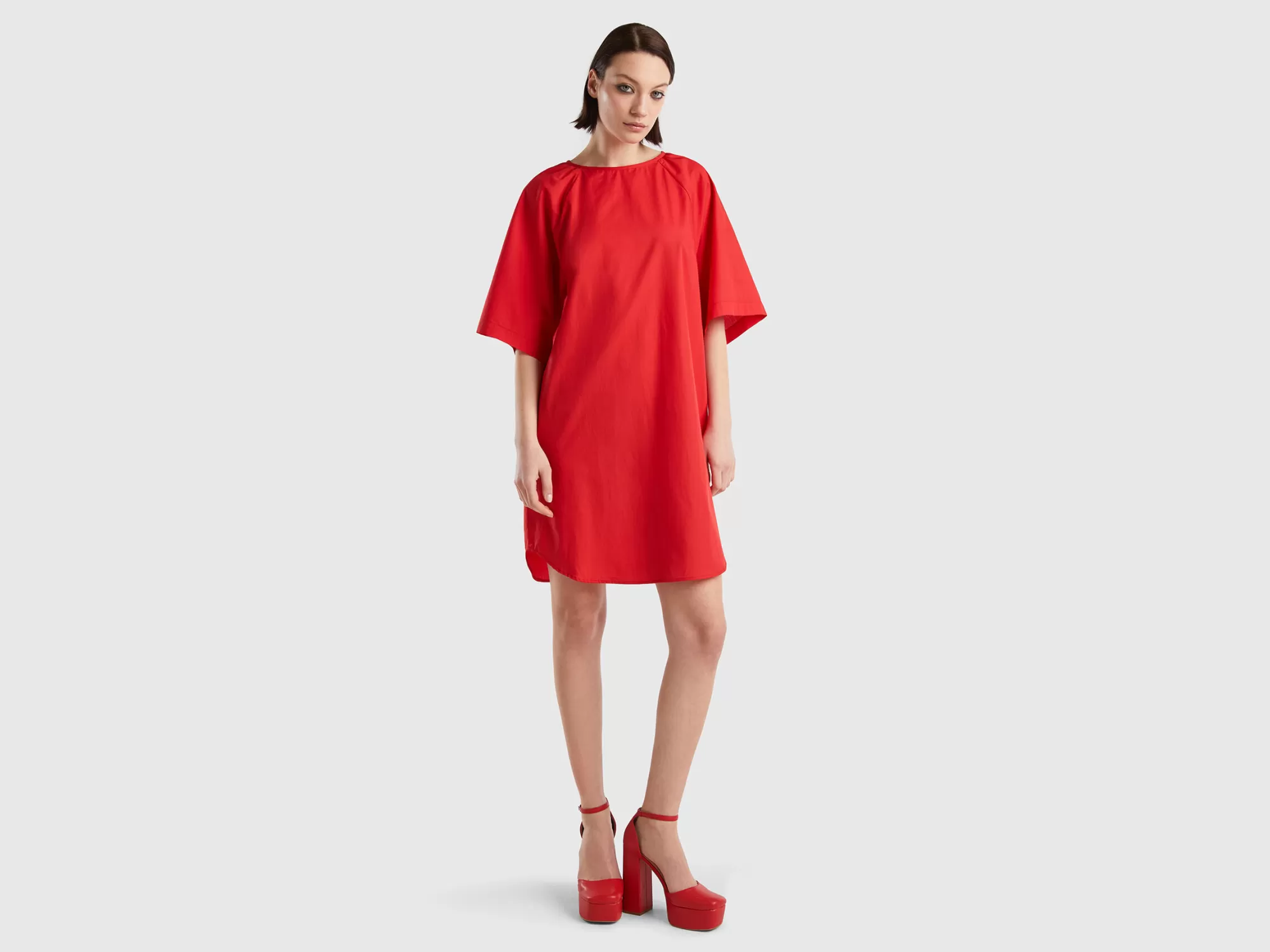 Benetton Vestido Corto De Algodón Ligero-Mujer Vestidos Y Monos