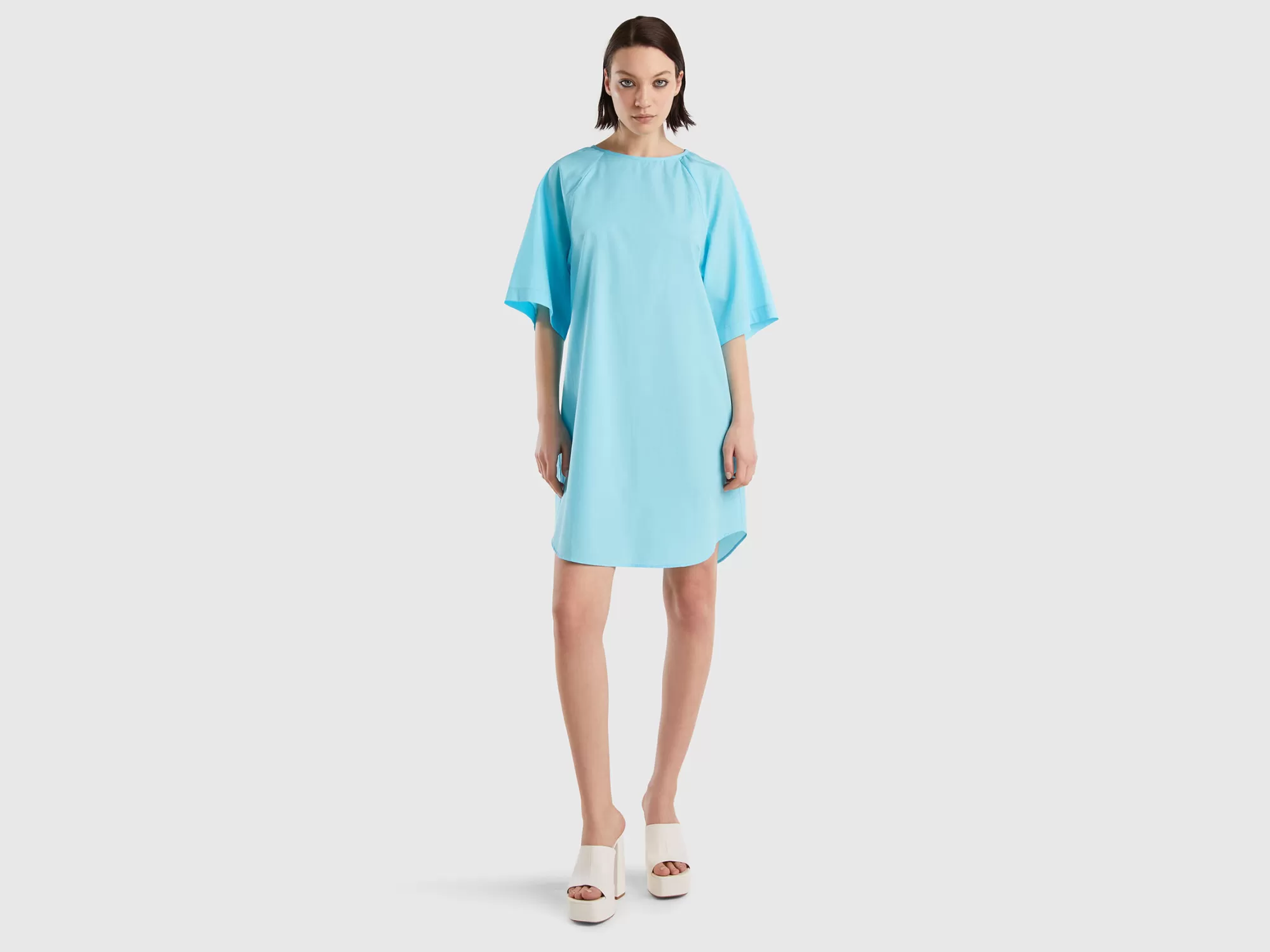 Benetton Vestido Corto De Algodón Ligero-Mujer Vestidos Y Monos