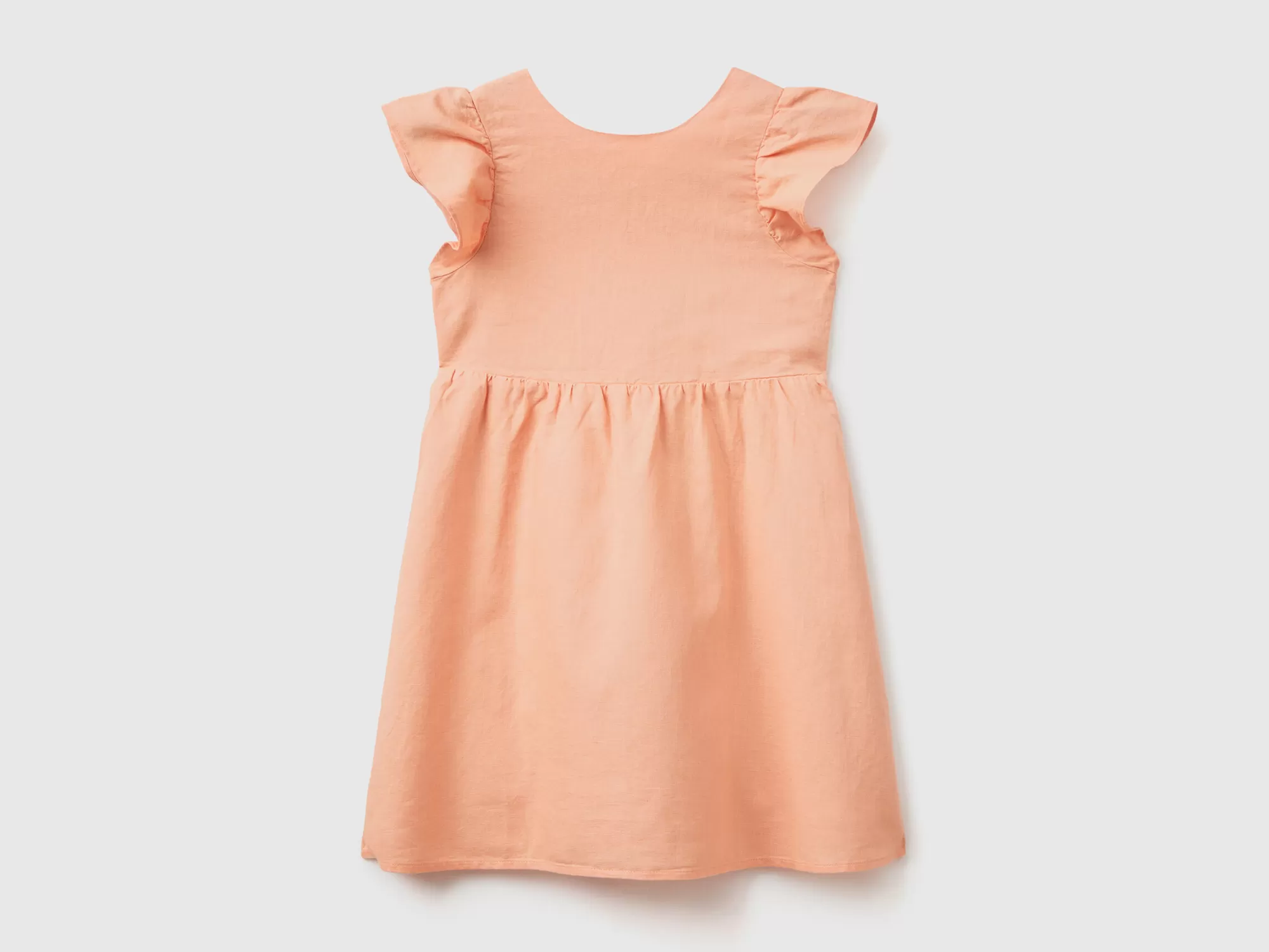 Benetton Vestido Corto De Lino Mixto-Niños Vestidos Y Petos