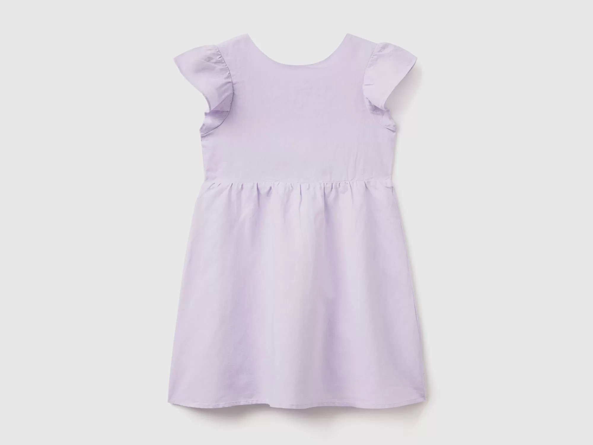 Benetton Vestido Corto De Lino Mixto-Niños Vestidos Y Petos