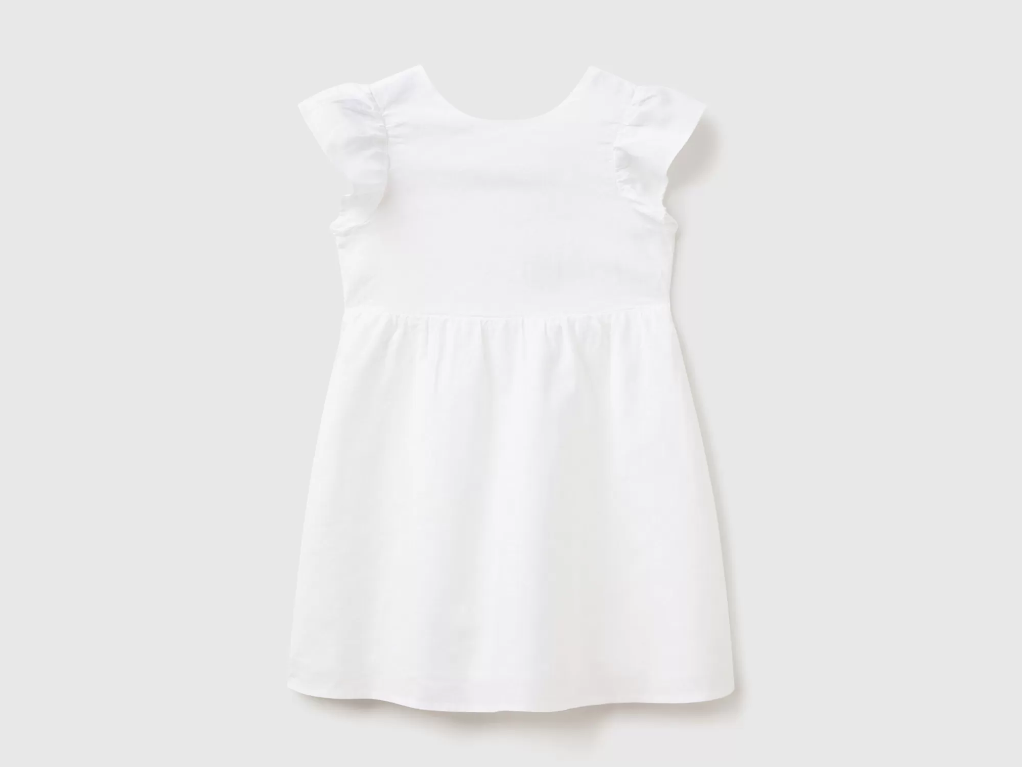 Benetton Vestido Corto De Lino Mixto-Niños Vestidos Y Petos