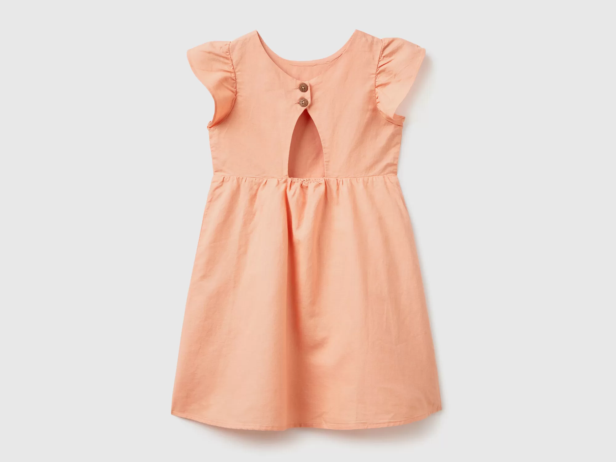 Benetton Vestido Corto De Lino Mixto-Niños Vestidos Y Petos