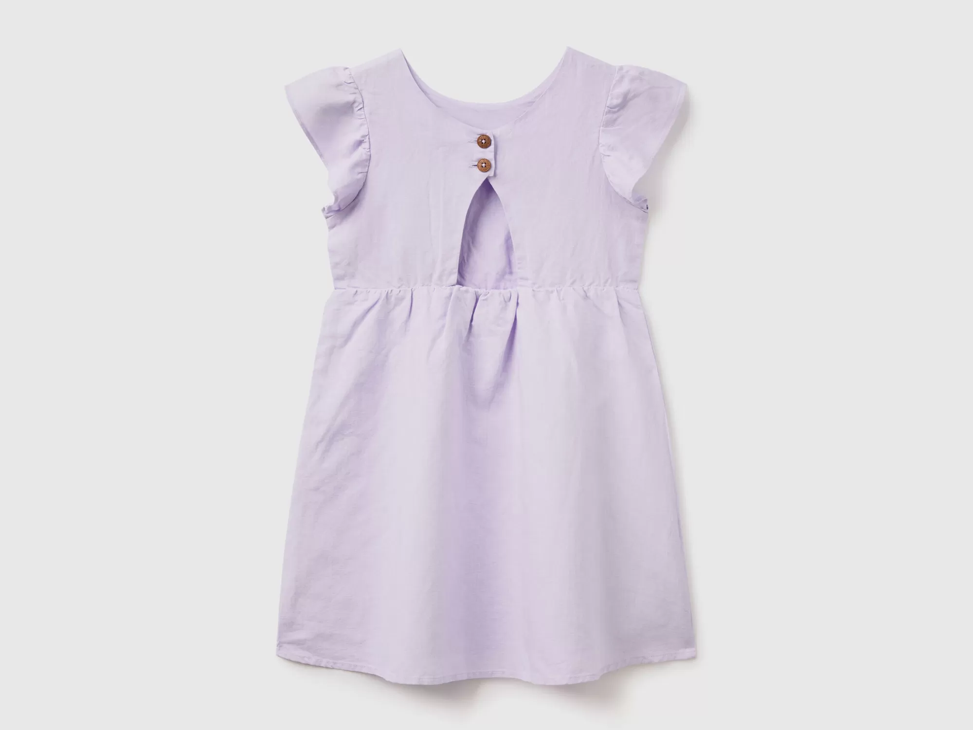 Benetton Vestido Corto De Lino Mixto-Niños Vestidos Y Petos