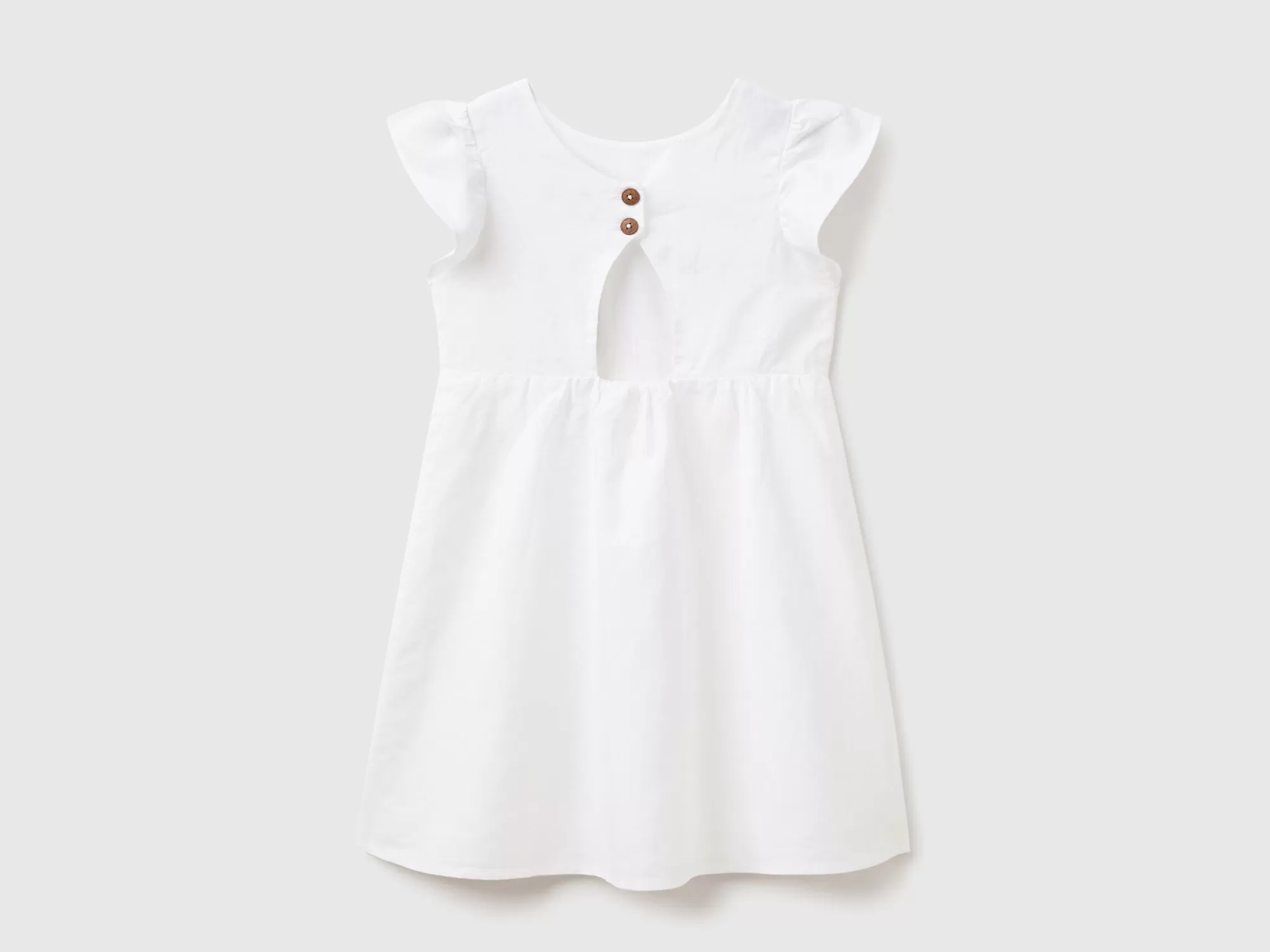 Benetton Vestido Corto De Lino Mixto-Niños Vestidos Y Petos