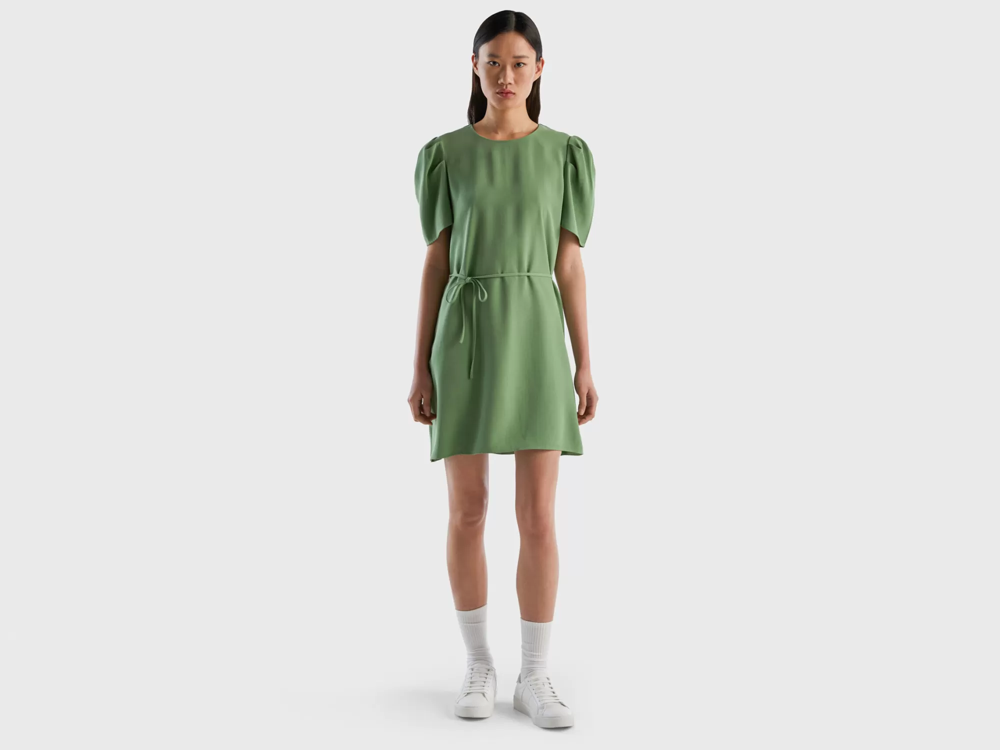 Benetton Vestido Corto De Viscosa Mixta-Mujer Vestidos Y Monos