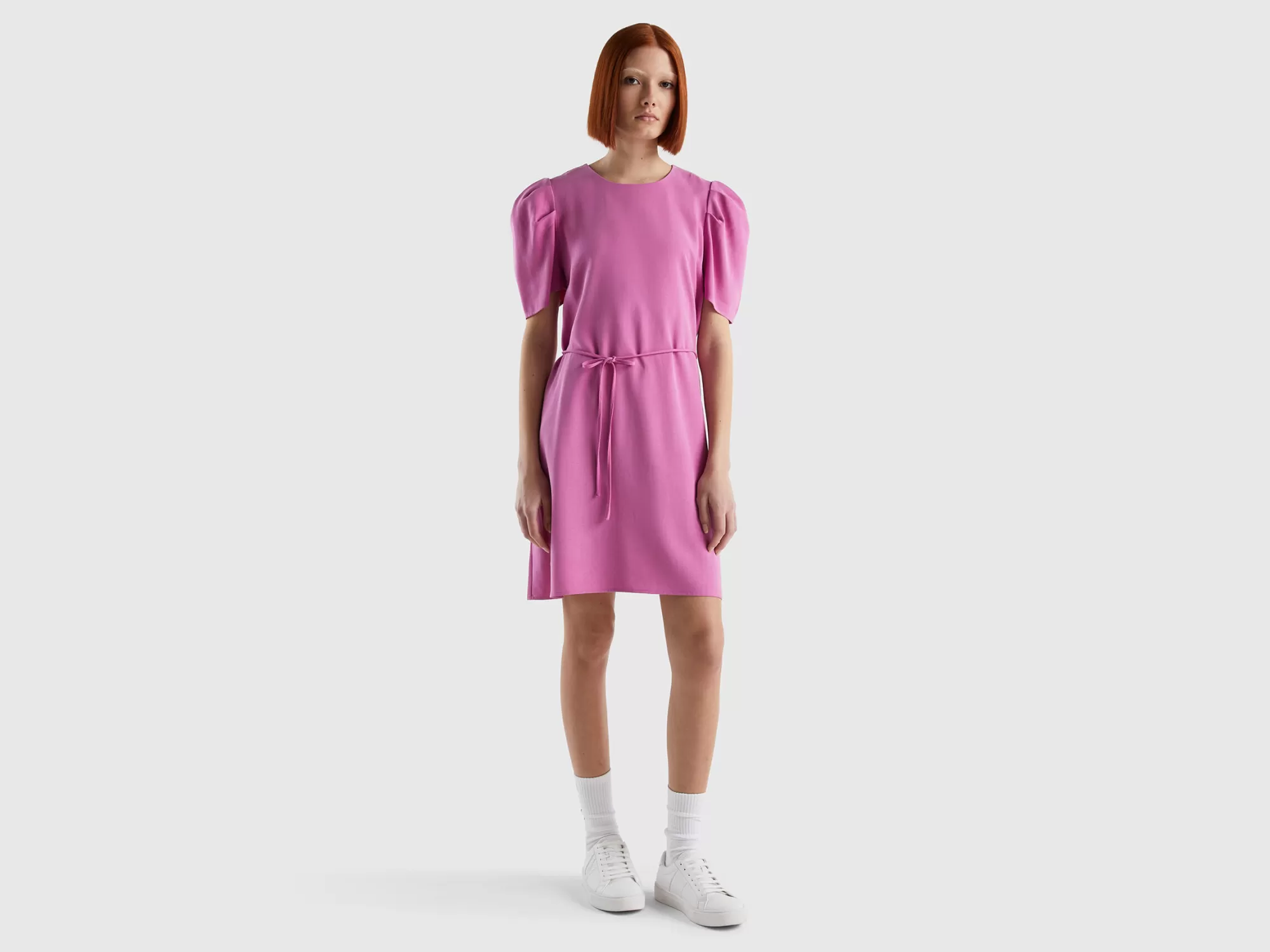 Benetton Vestido Corto De Viscosa Mixta-Mujer Vestidos Y Monos