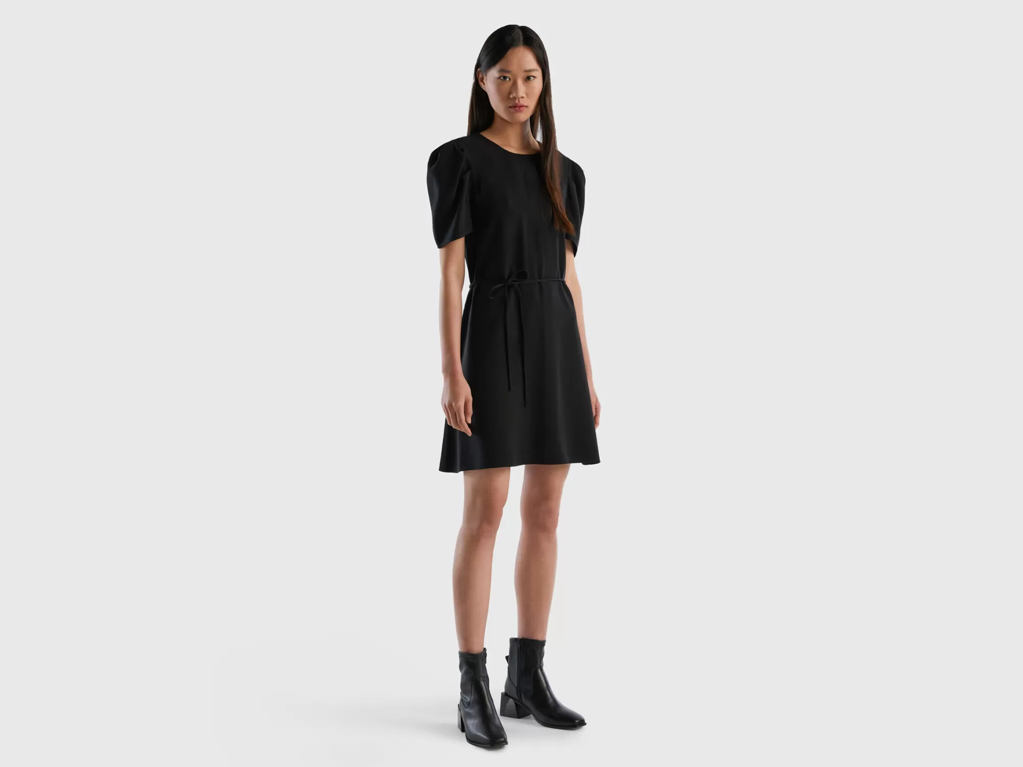 Benetton Vestido Corto De Viscosa Mixta-Mujer Vestidos Y Monos