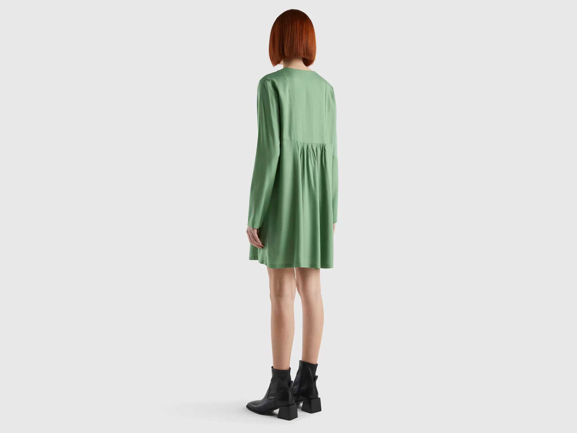 Benetton Vestido Corto De Viscosa Sostenible-Mujer Vestidos Y Monos