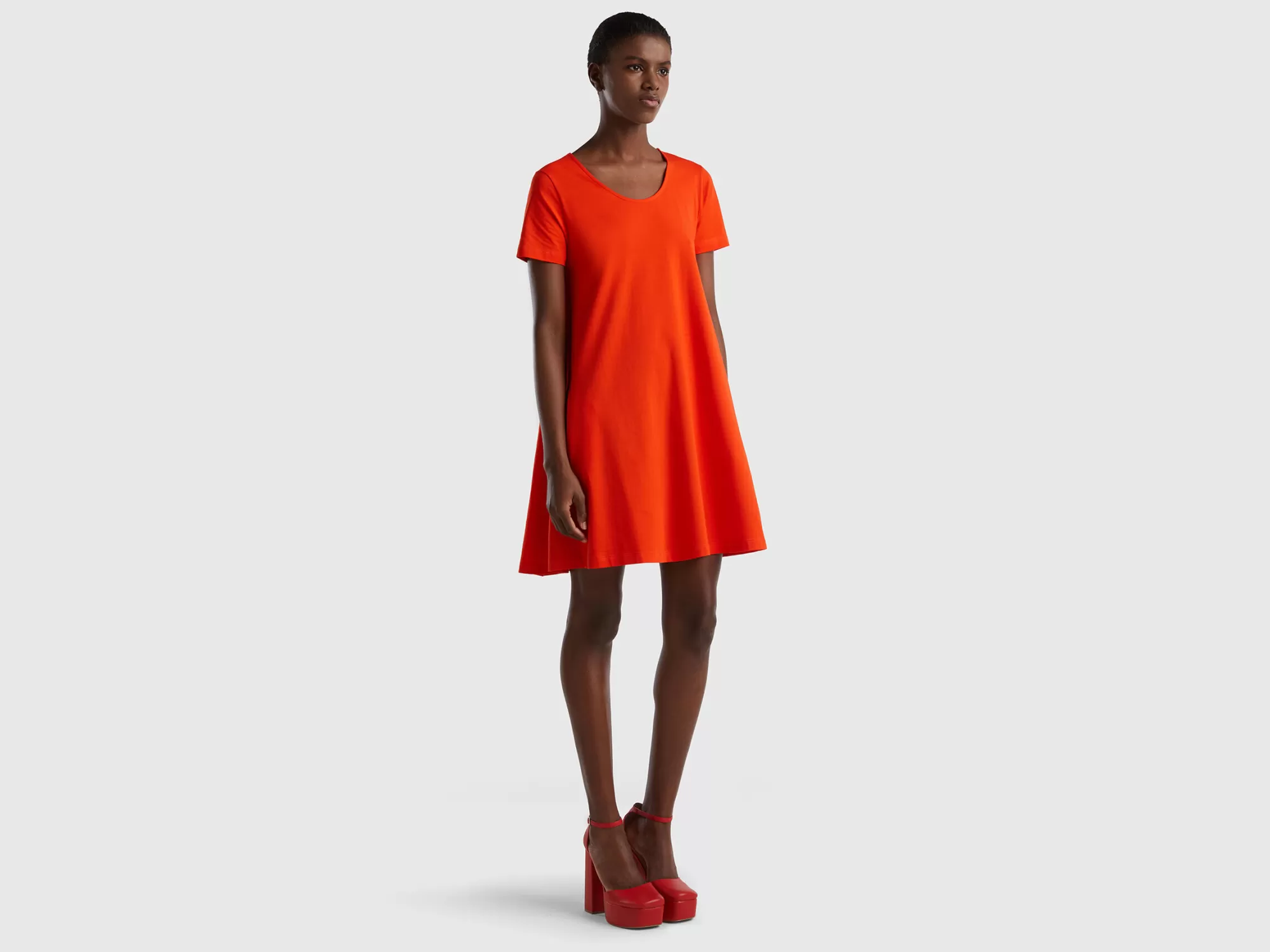 Benetton Vestido Corto Evase-Mujer Vestidos Y Monos