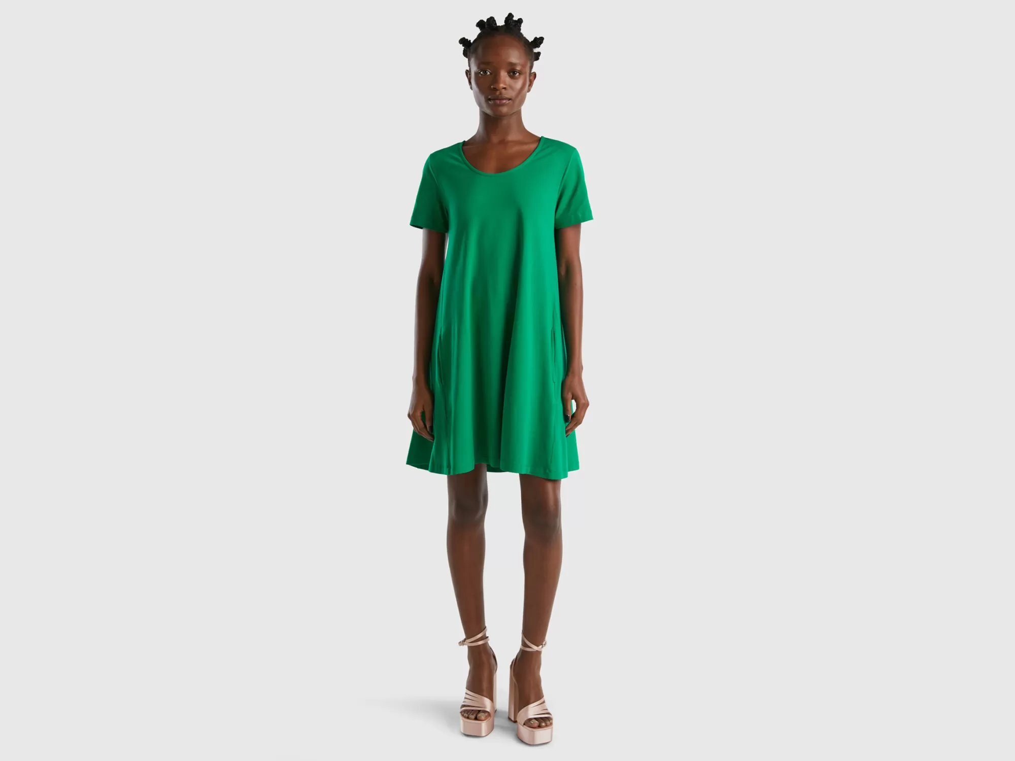 Benetton Vestido Corto Evase-Mujer Vestidos Y Monos