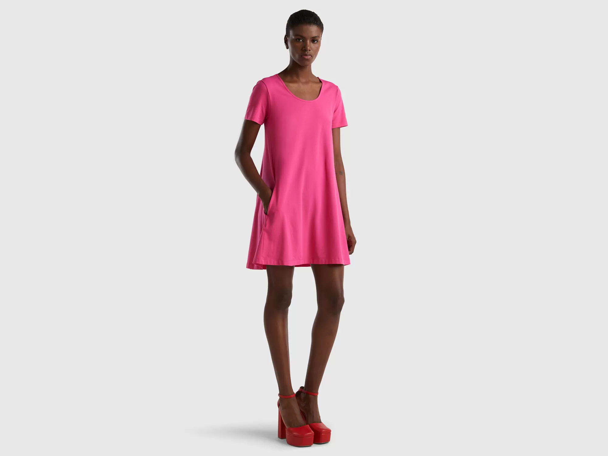 Benetton Vestido Corto Evase-Mujer Vestidos Y Monos