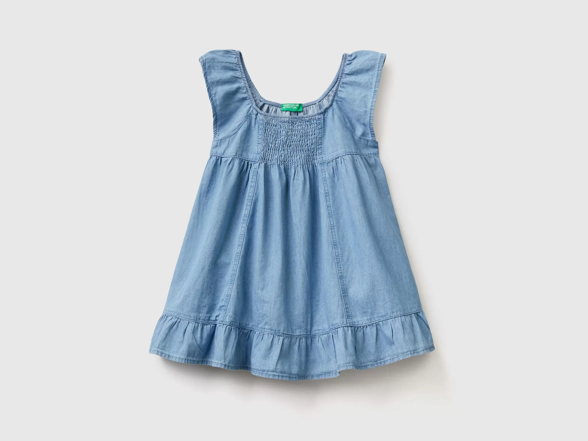 Benetton Vestido De Cambray Con Volante-Niños Vestidos Y Petos