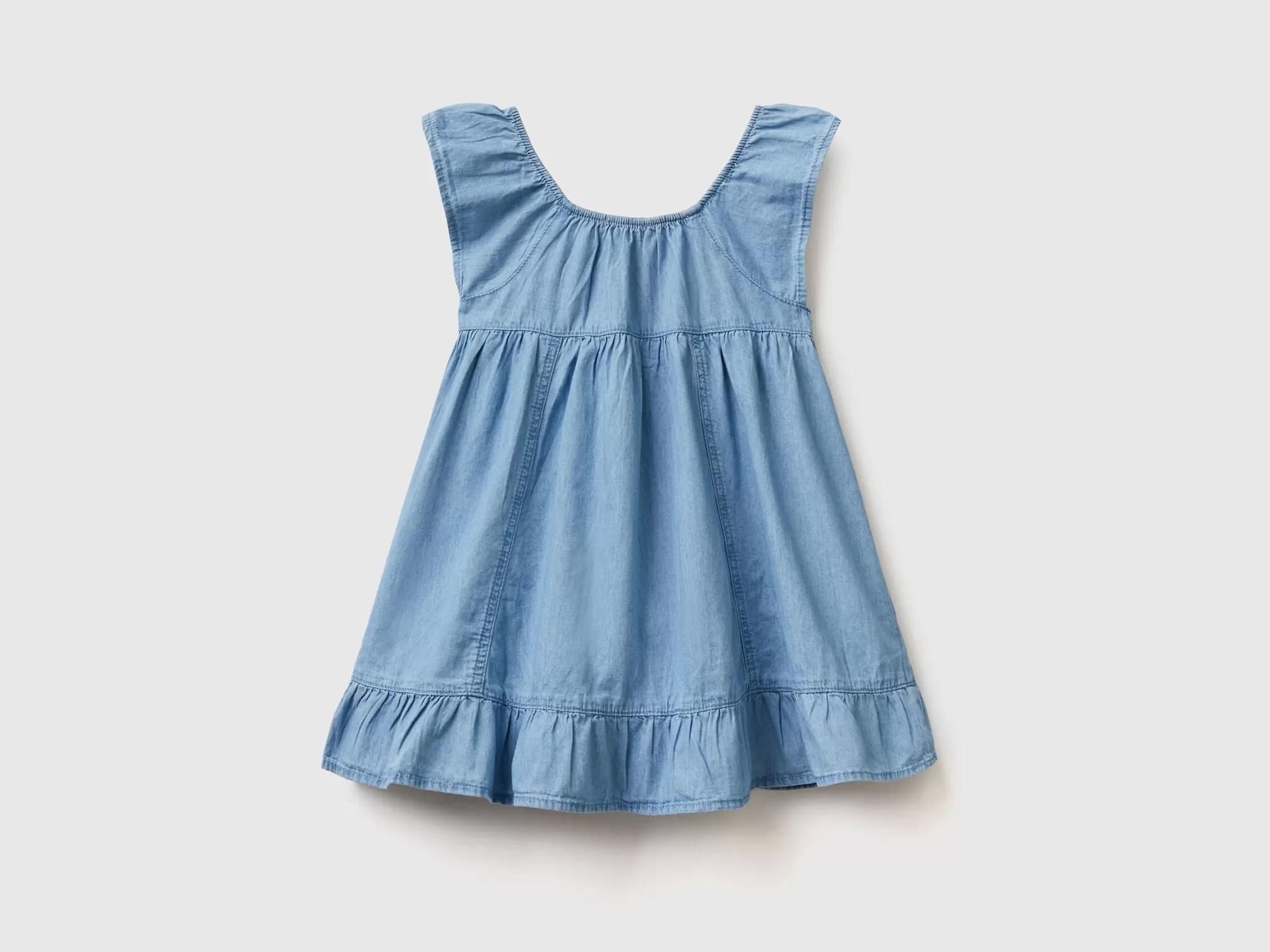 Benetton Vestido De Cambray Con Volante-Niños Vestidos Y Petos