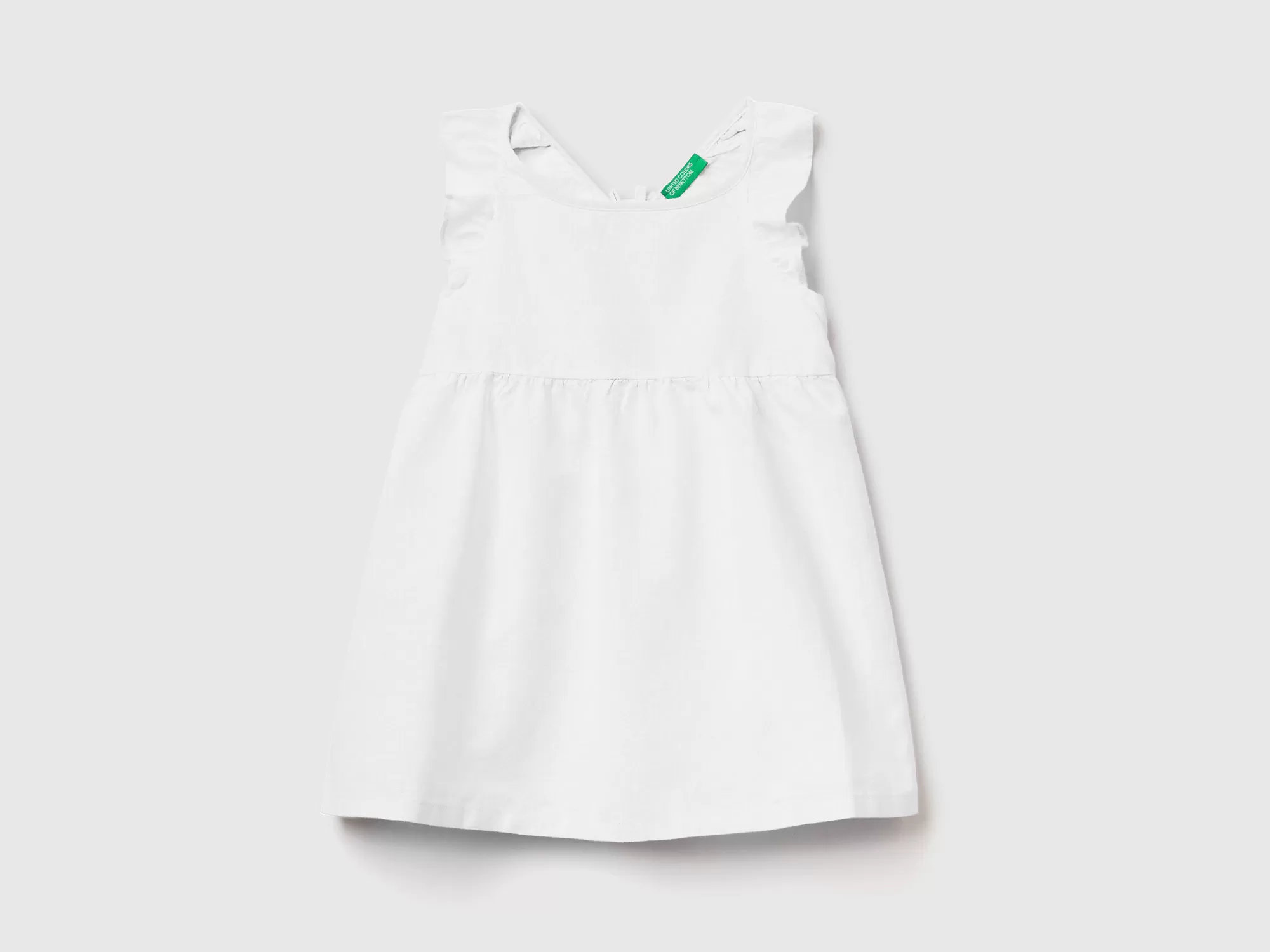 Benetton Vestido De Lino Mixto Con Volantes-Niños Vestidos Y Petos