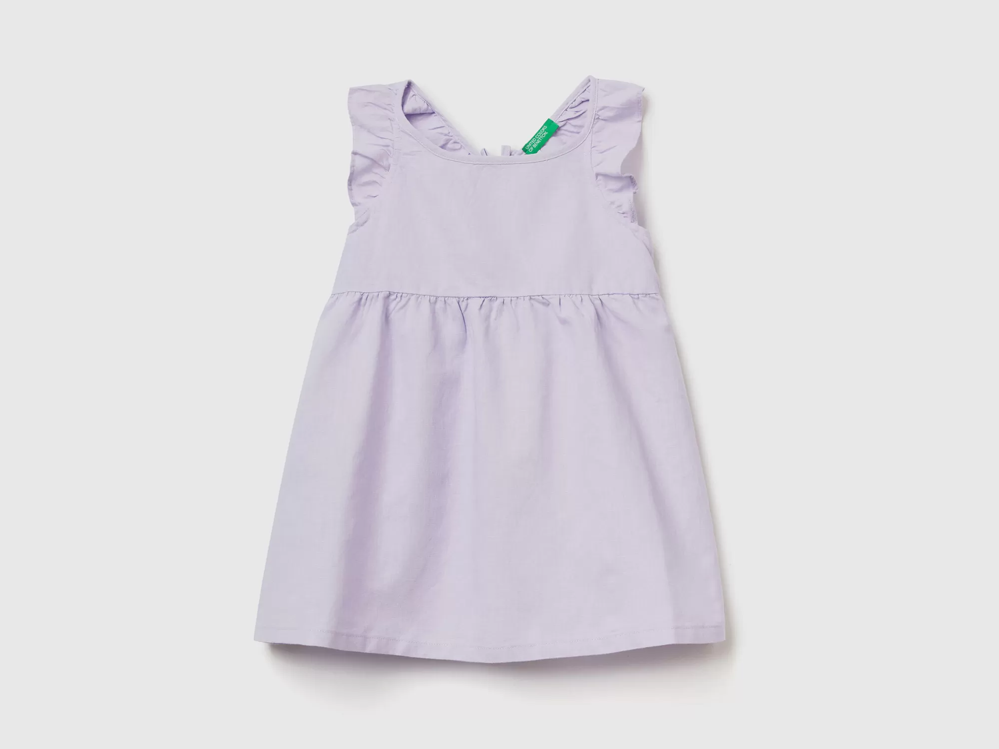 Benetton Vestido De Lino Mixto Con Volantes-Niños Vestidos Y Petos