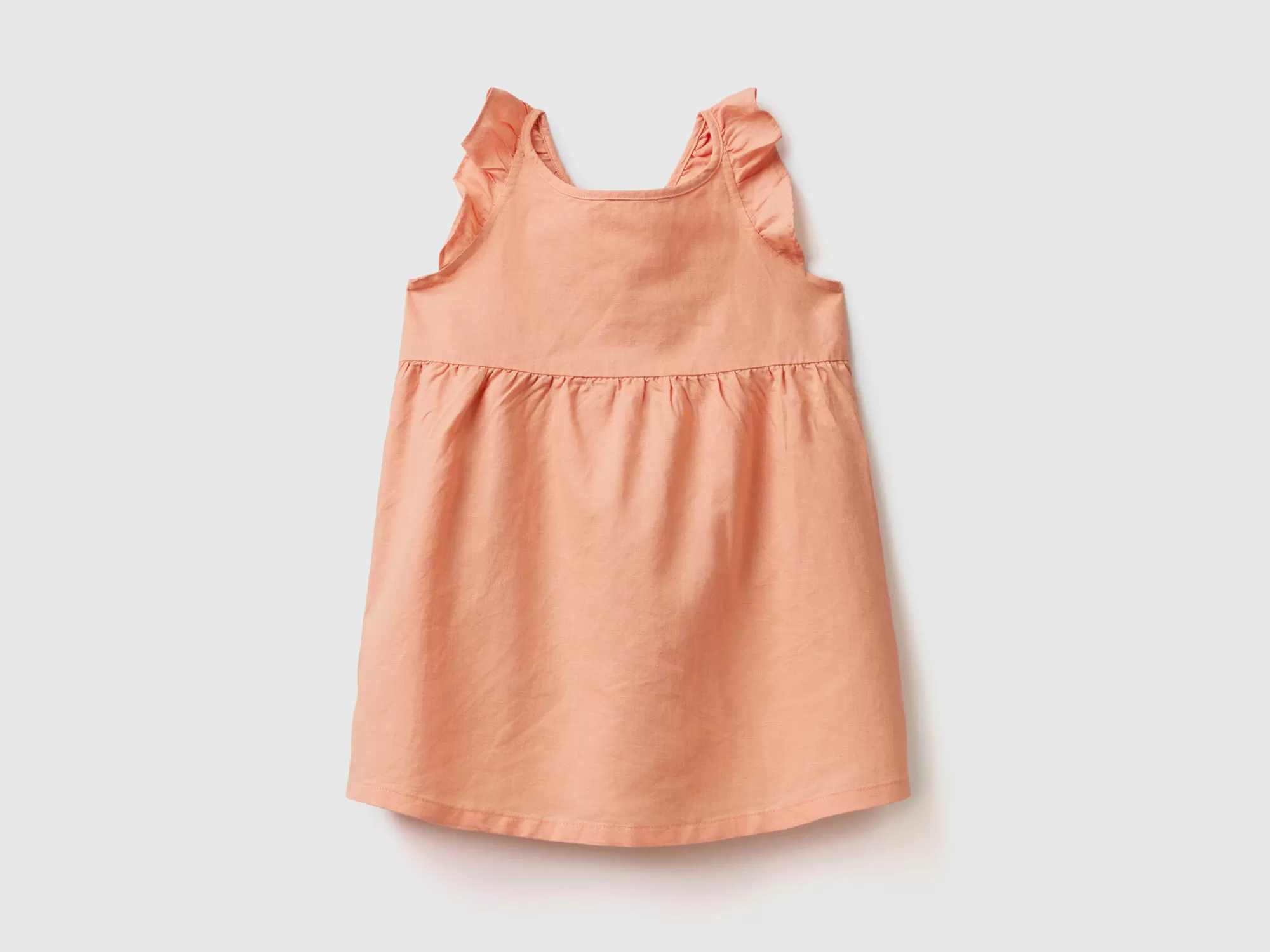 Benetton Vestido De Lino Mixto Con Volantes-Niños Vestidos Y Petos