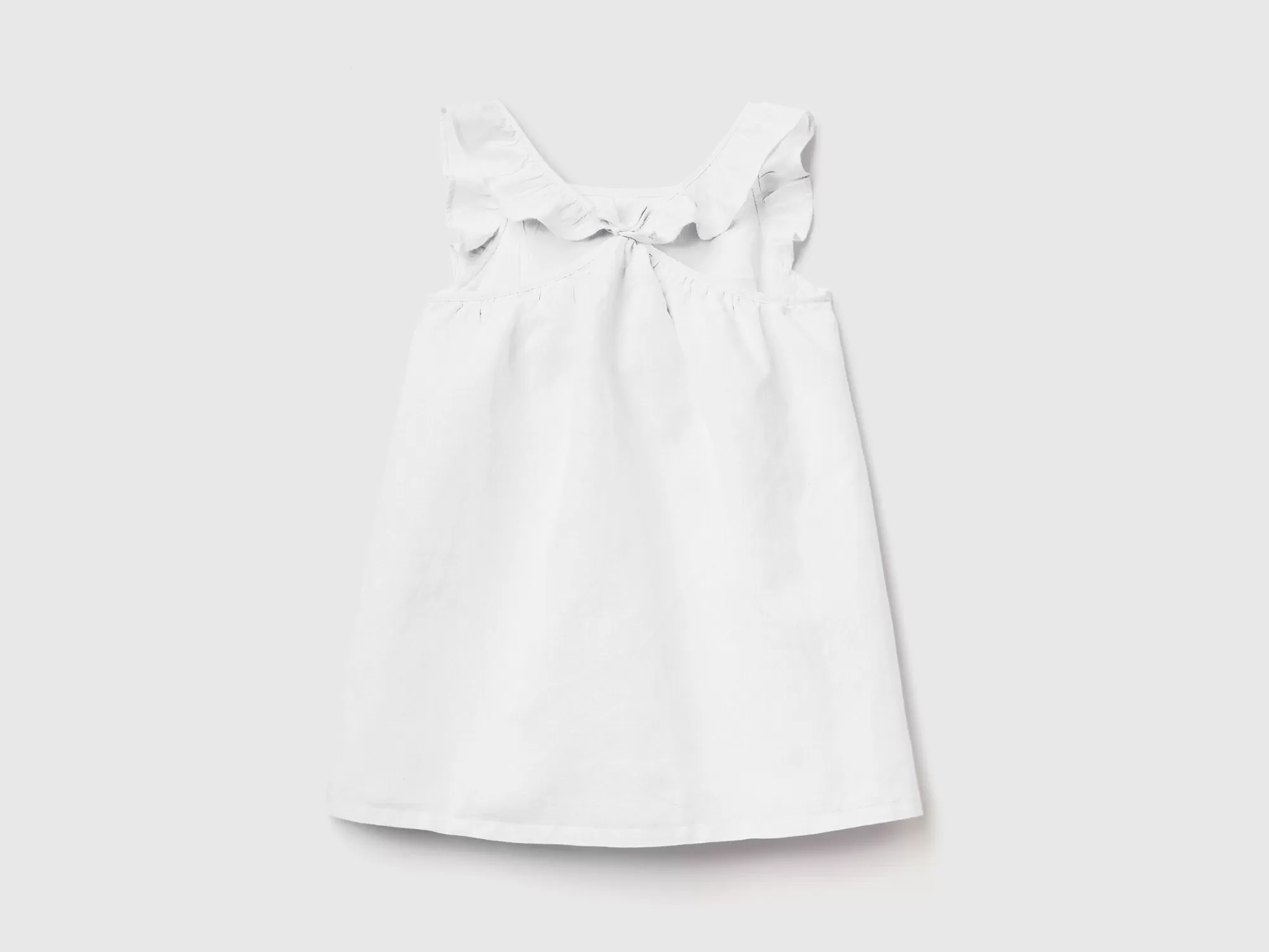 Benetton Vestido De Lino Mixto Con Volantes-Niños Vestidos Y Petos