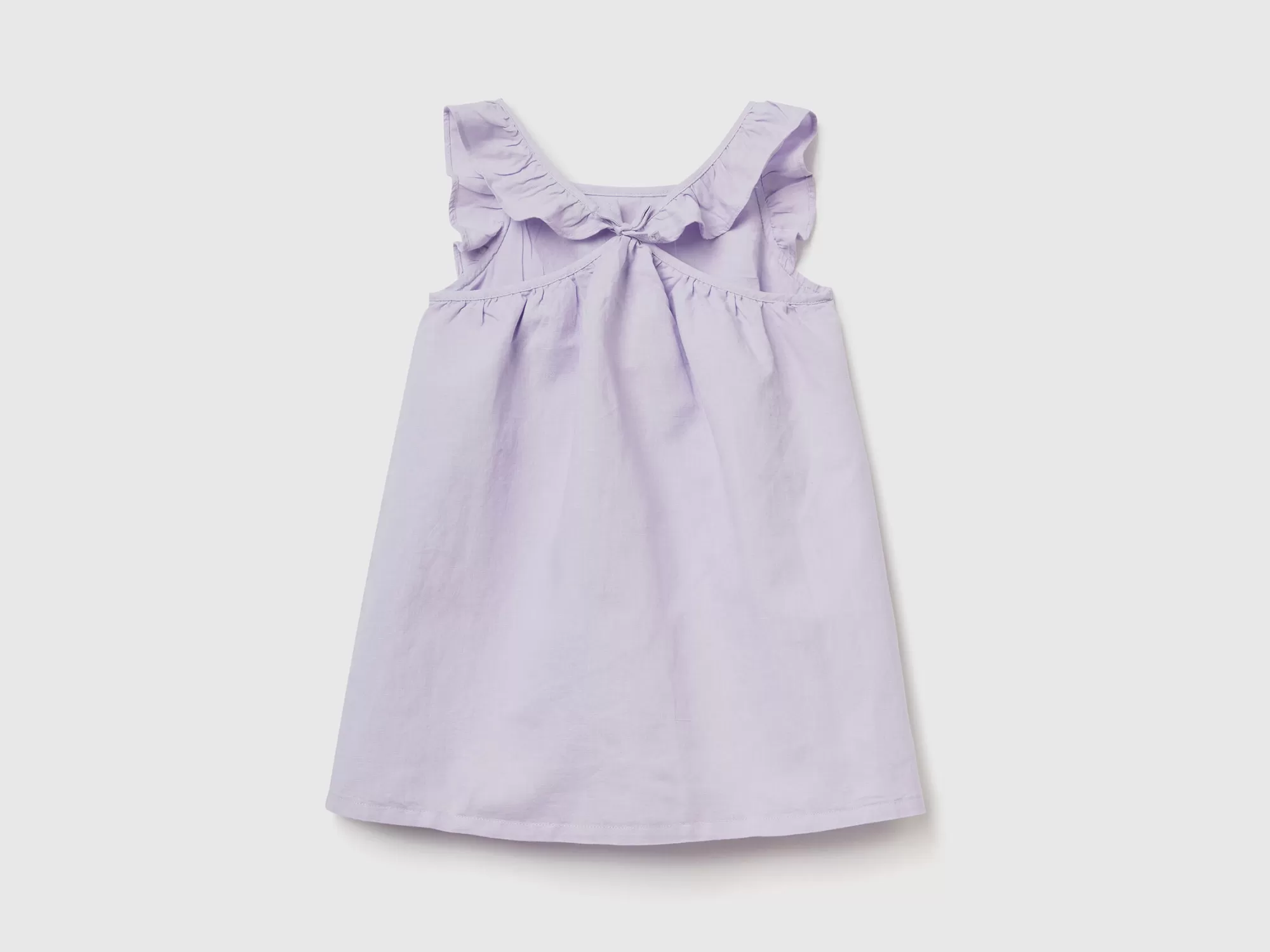 Benetton Vestido De Lino Mixto Con Volantes-Niños Vestidos Y Petos