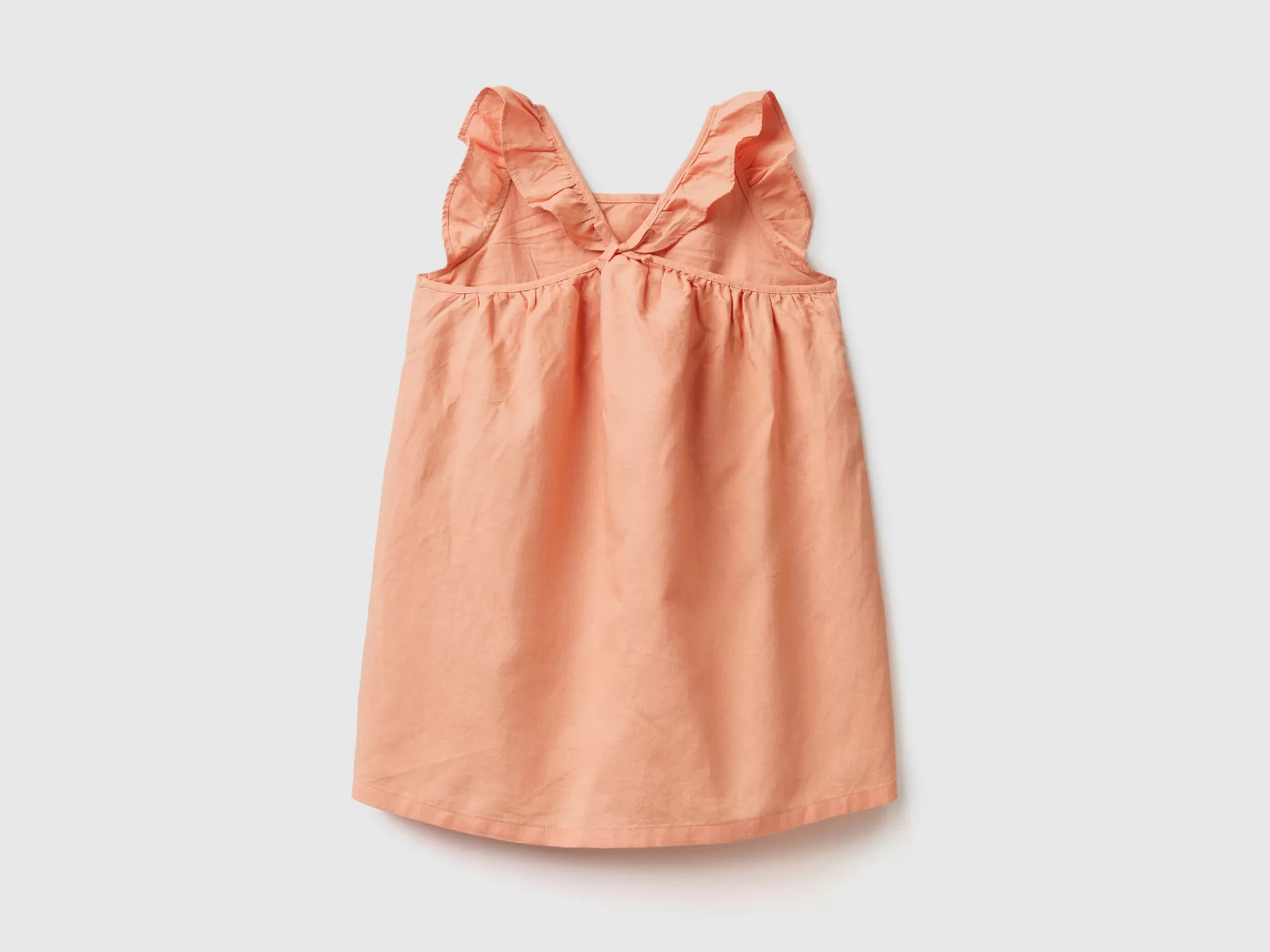 Benetton Vestido De Lino Mixto Con Volantes-Niños Vestidos Y Petos