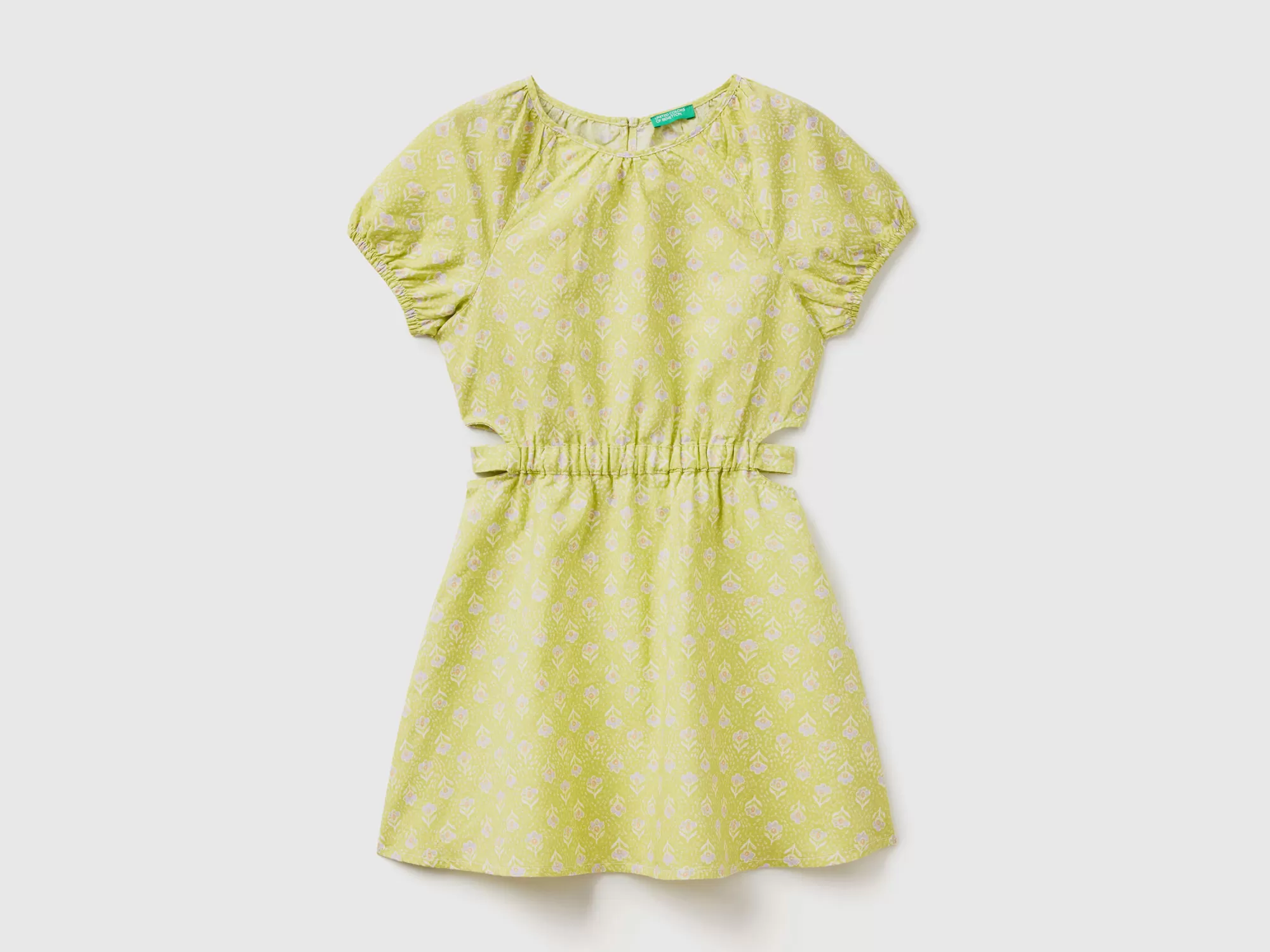 Benetton Vestido De Lino Mixto Estampado-Niños Vestidos Y Petos