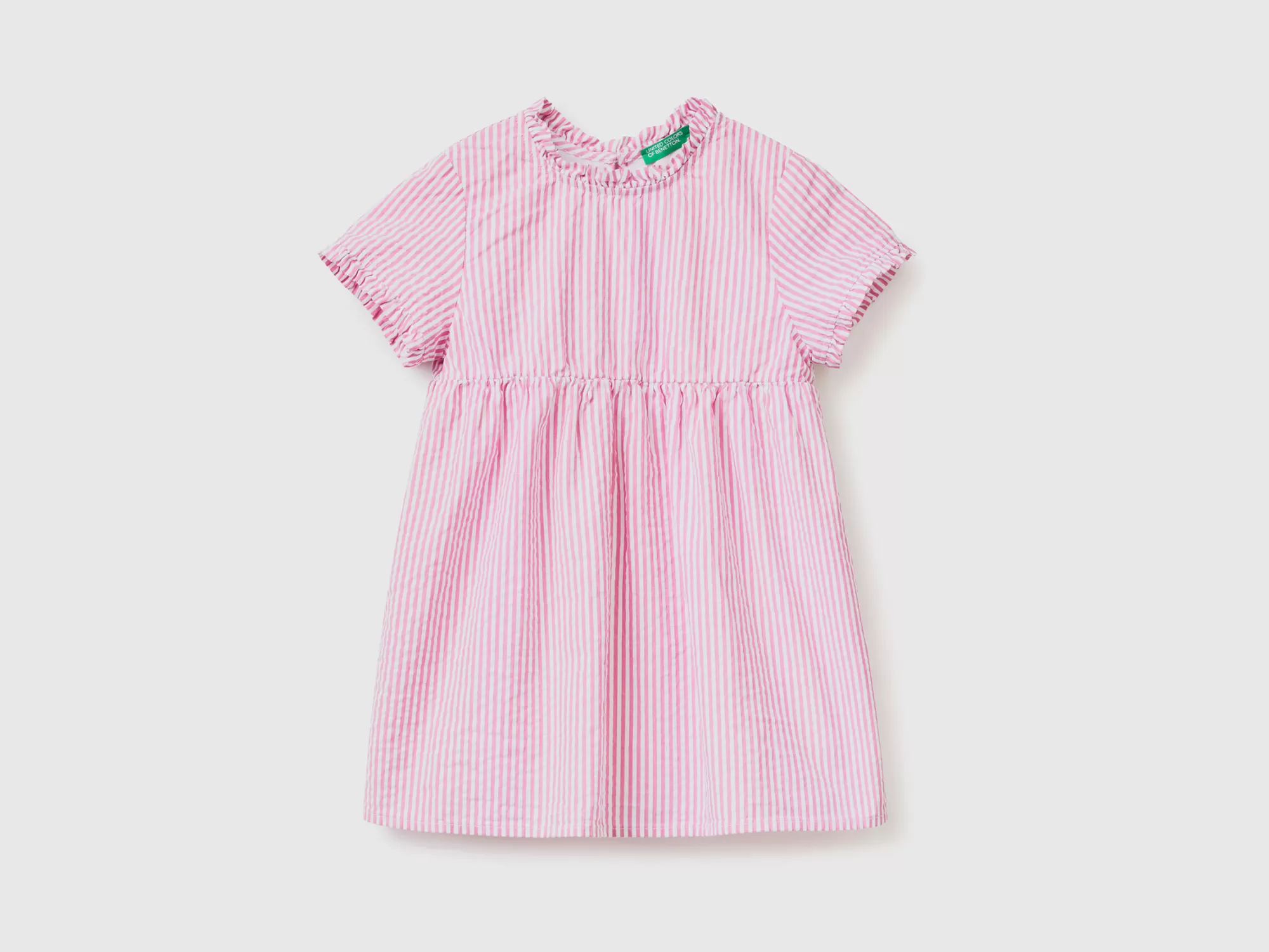 Benetton Vestido De Rayas Con Volantes-Niños Vestidos Y Petos