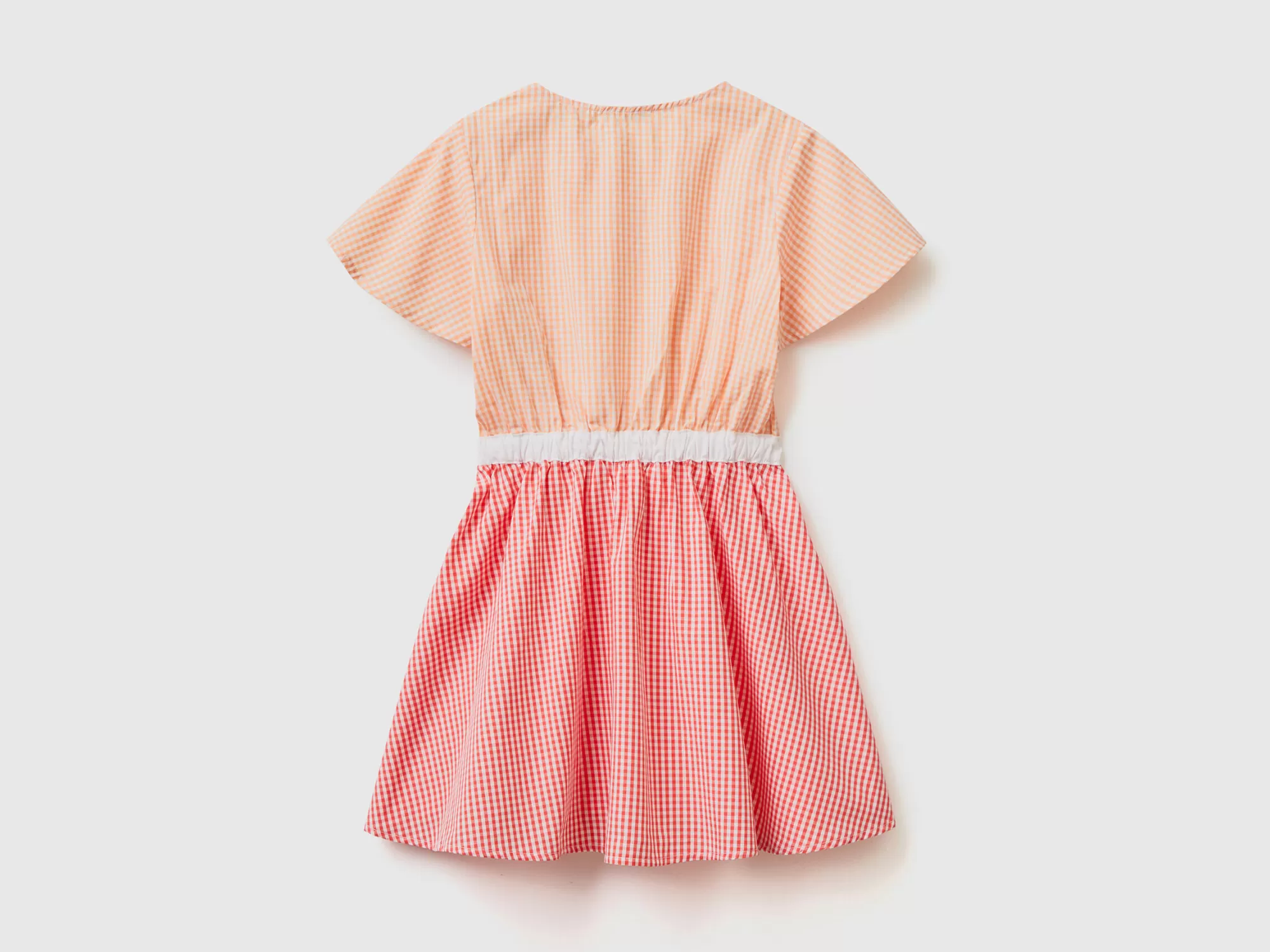 Benetton Vestido De Vichy De 100 % Algodón-Niños Vestidos Y Petos