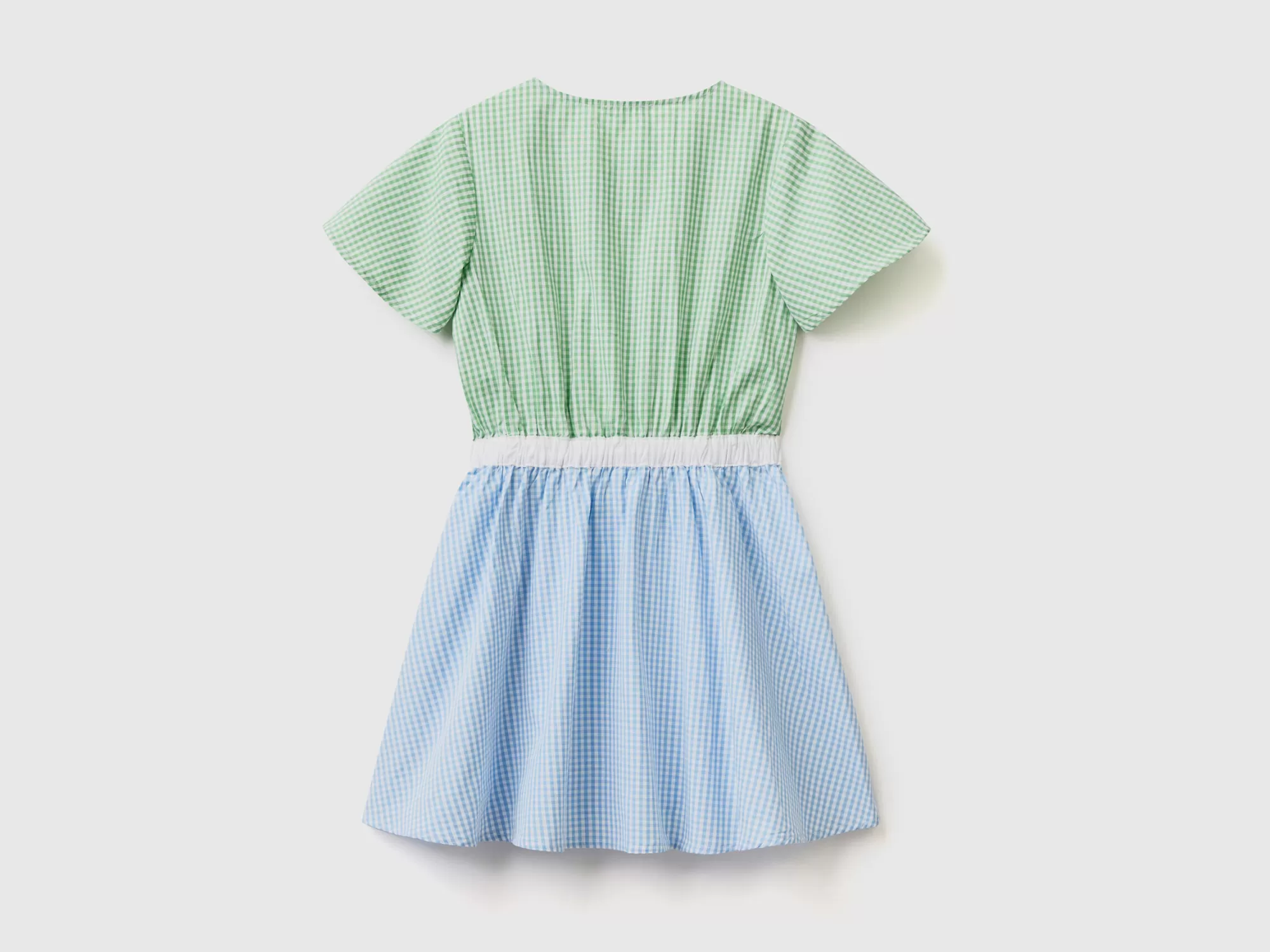 Benetton Vestido De Vichy De 100 % Algodón-Niños Vestidos Y Petos