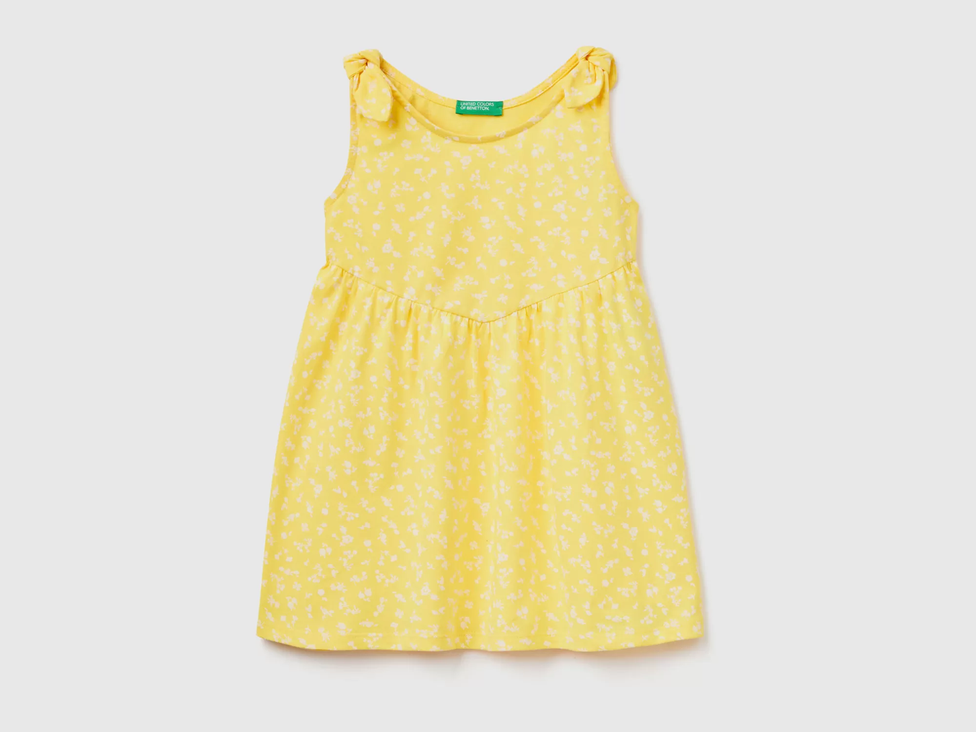 Benetton Vestido Estampado De 100 % Algodón-Niños Vestidos Y Petos