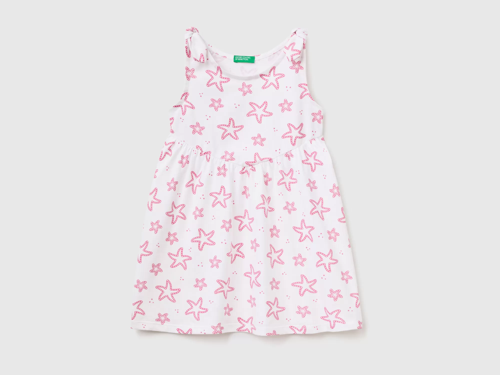 Benetton Vestido Estampado De 100 % Algodón-Niños Vestidos Y Petos