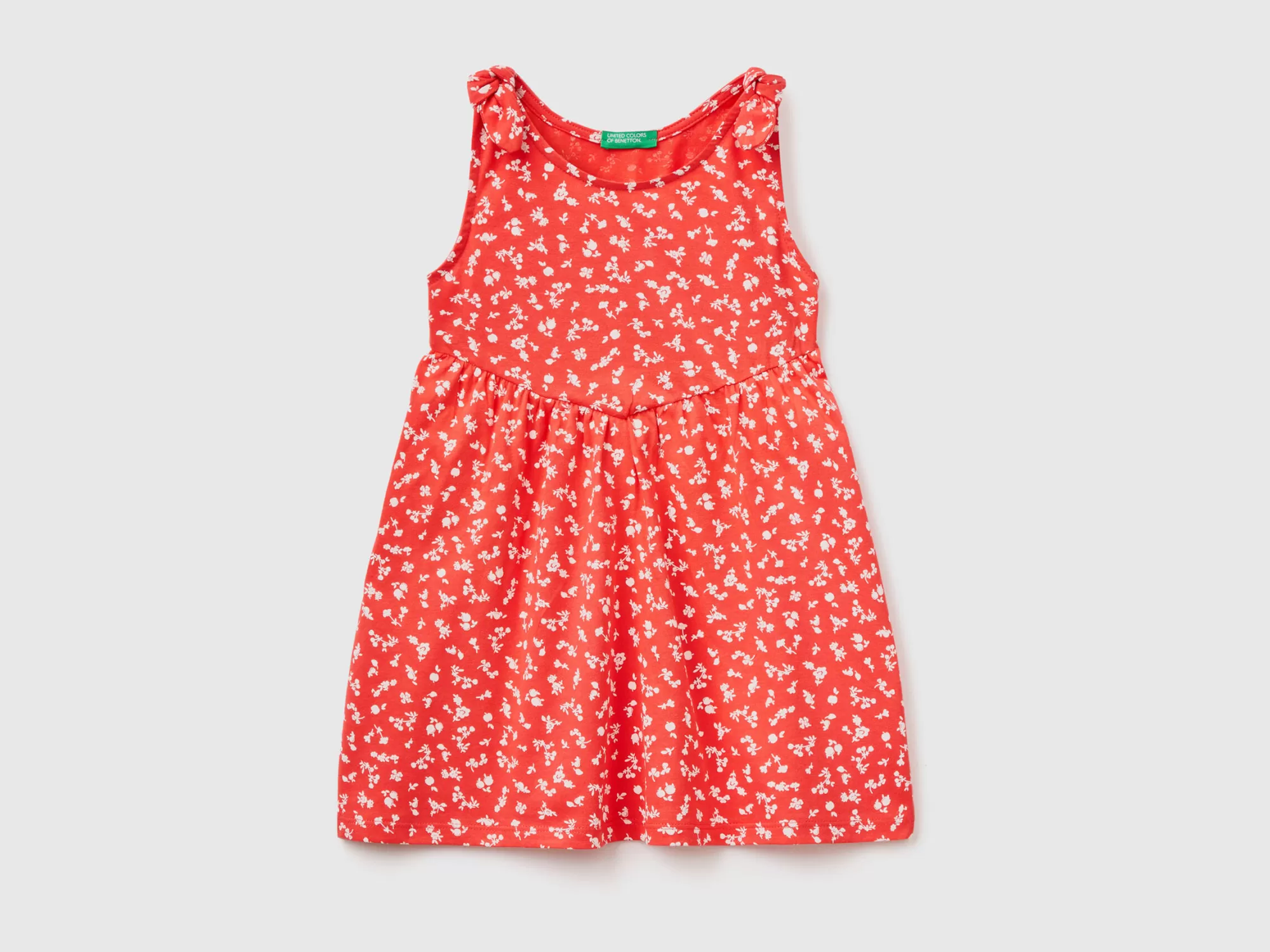 Benetton Vestido Estampado De 100 % Algodón-Niños Vestidos Y Petos