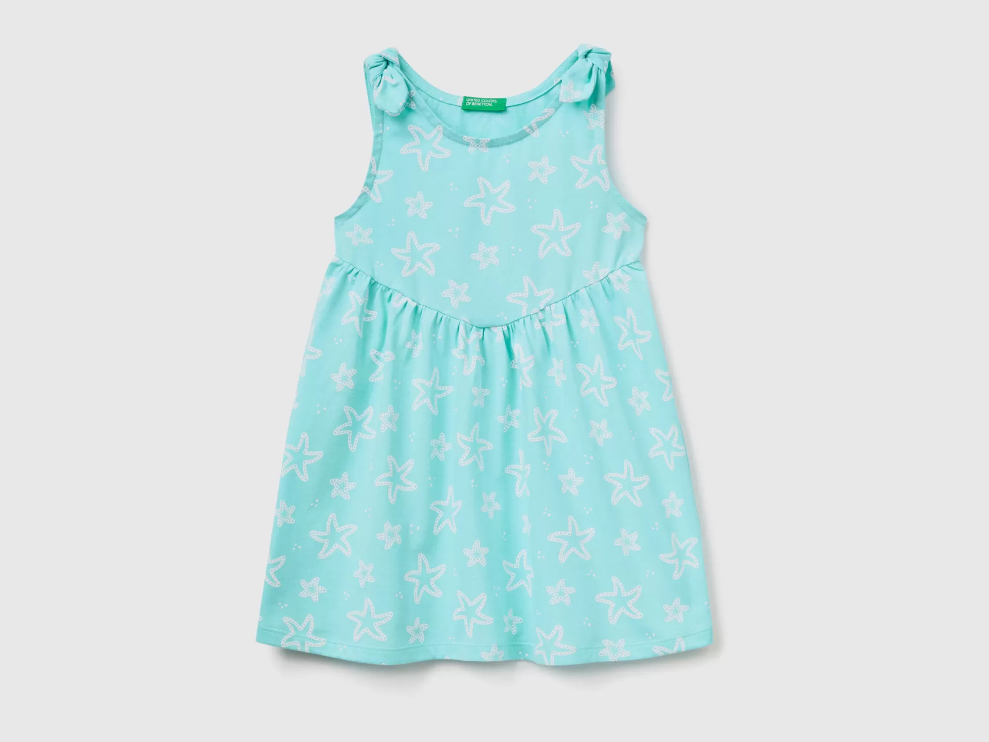 Benetton Vestido Estampado De 100 % Algodón-Niños Vestidos Y Petos