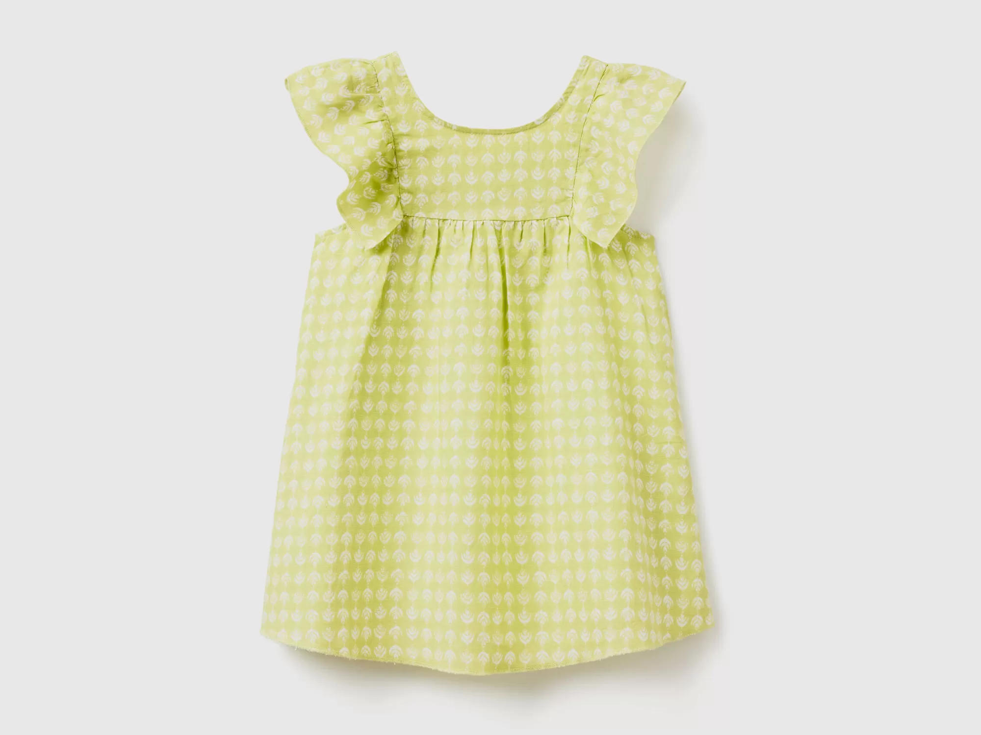 Benetton Vestido Estampado De Lino Mixto-Niños Vestidos Y Petos