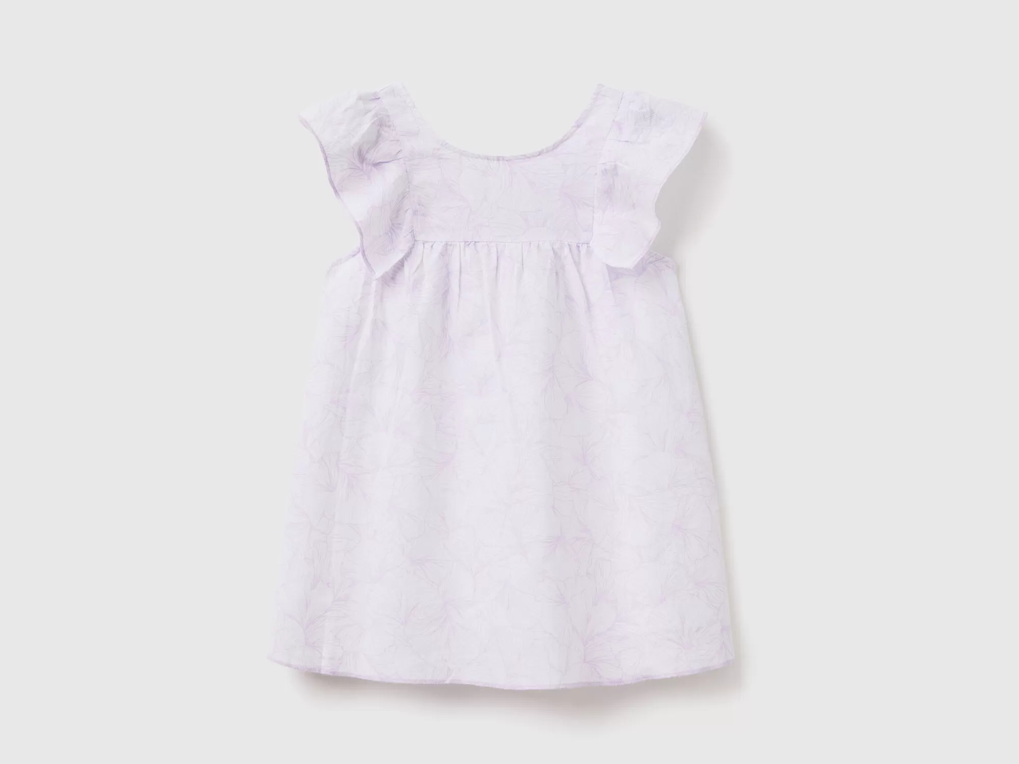 Benetton Vestido Estampado De Lino Mixto-Niños Vestidos Y Petos