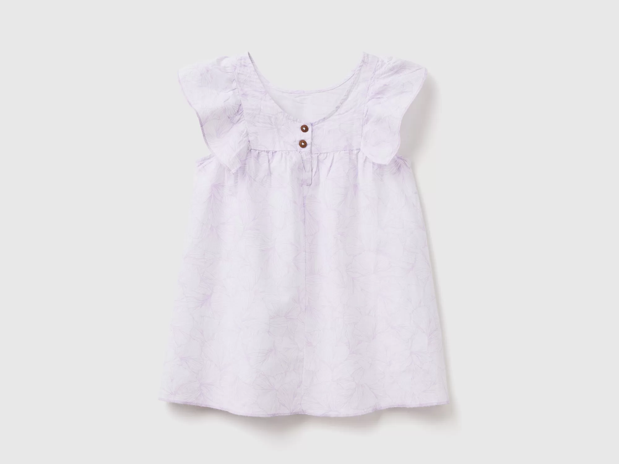 Benetton Vestido Estampado De Lino Mixto-Niños Vestidos Y Petos