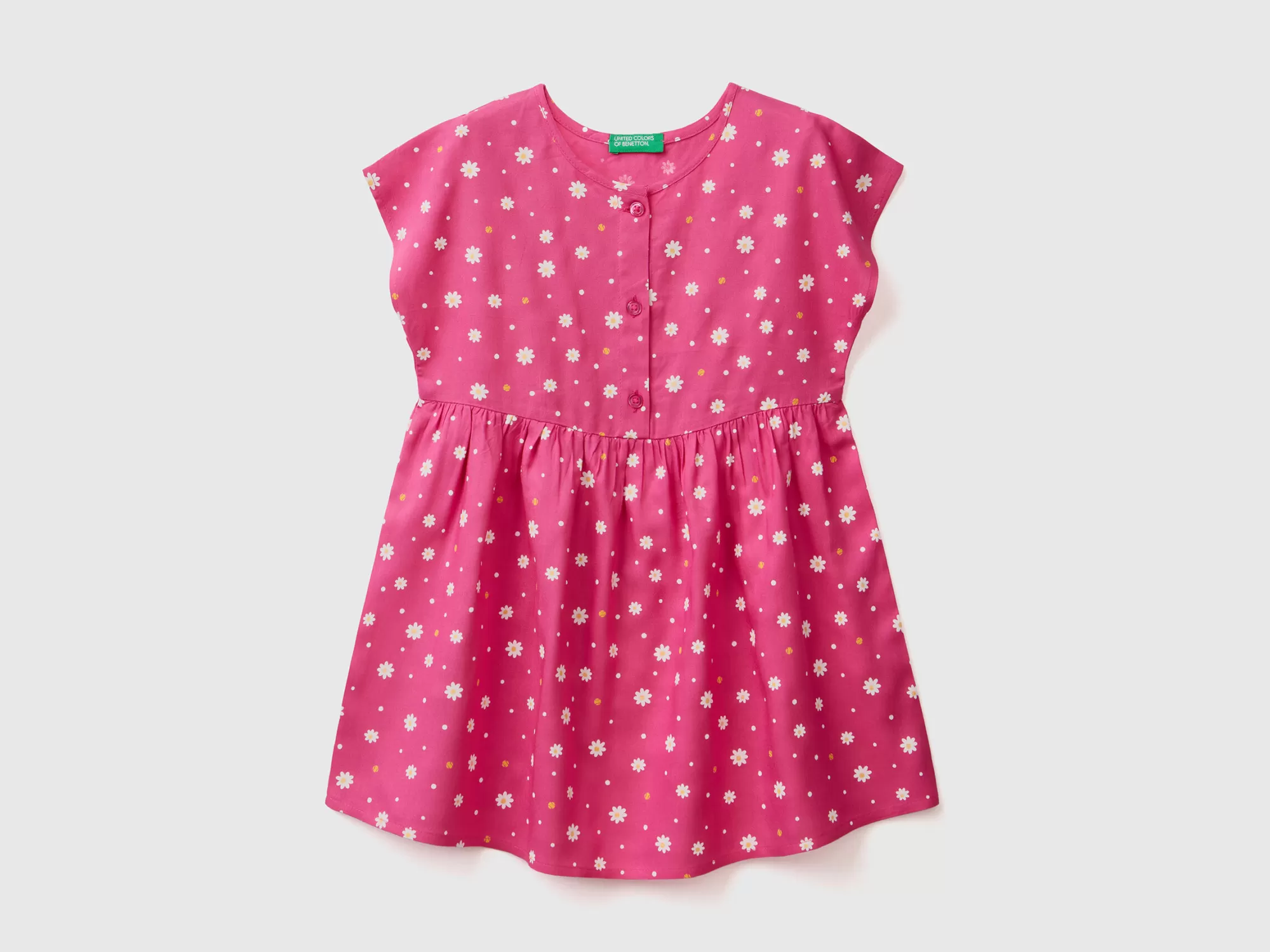 Benetton Vestido Estampado De Viscosa Sostenible-Niños Vestidos Y Petos