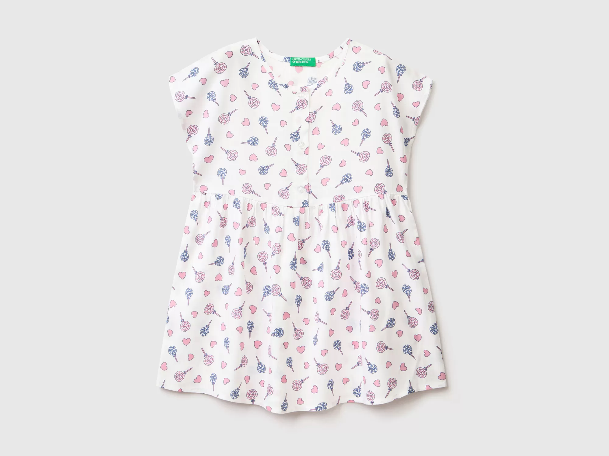 Benetton Vestido Estampado De Viscosa Sostenible-Niños Vestidos Y Petos