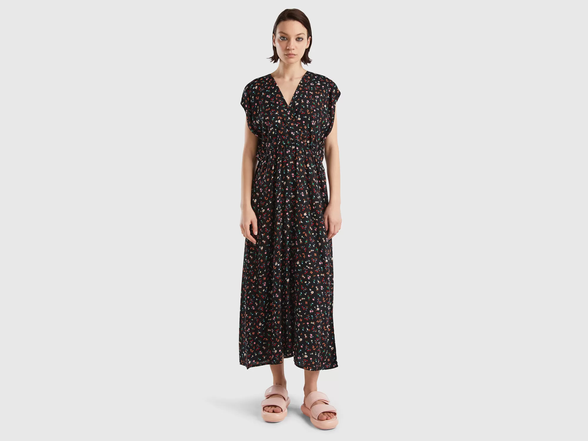 Benetton Vestido Floral De Viscosa Sostenible-Mujer Banadores Y Ropa De Playa