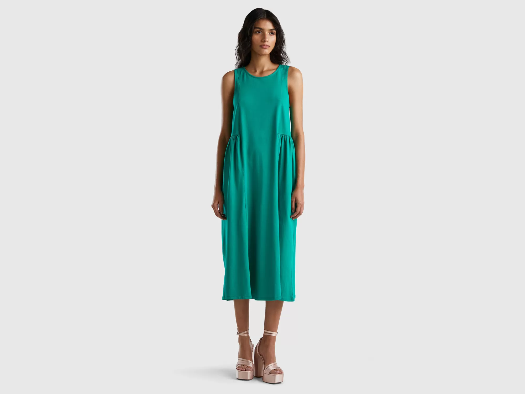 Benetton Vestido Largo Sin Mangas-Mujer Vestidos Y Monos