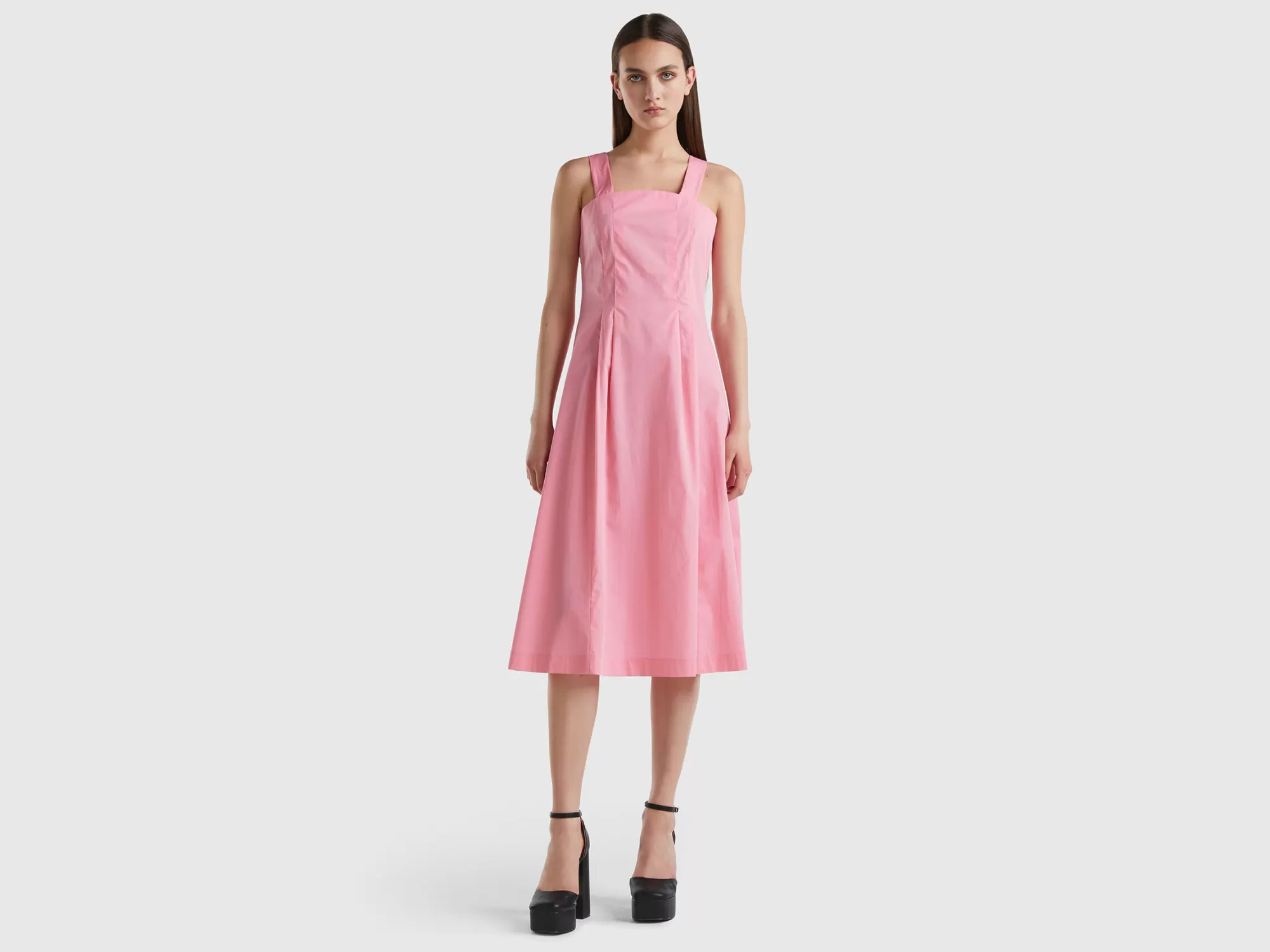 Benetton Vestido Midi De Algodón Ligero-Mujer Vestidos Y Monos