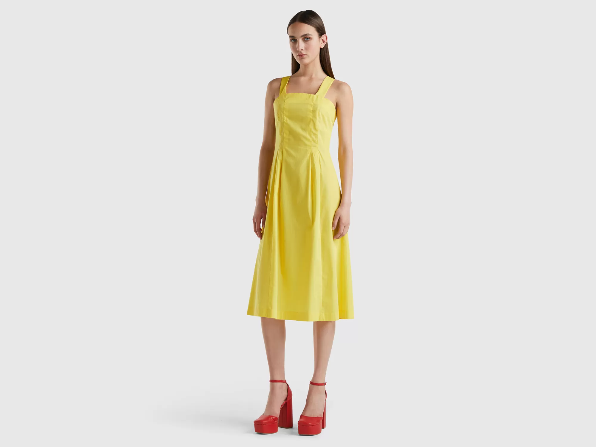 Benetton Vestido Midi De Algodón Ligero-Mujer Vestidos Y Monos