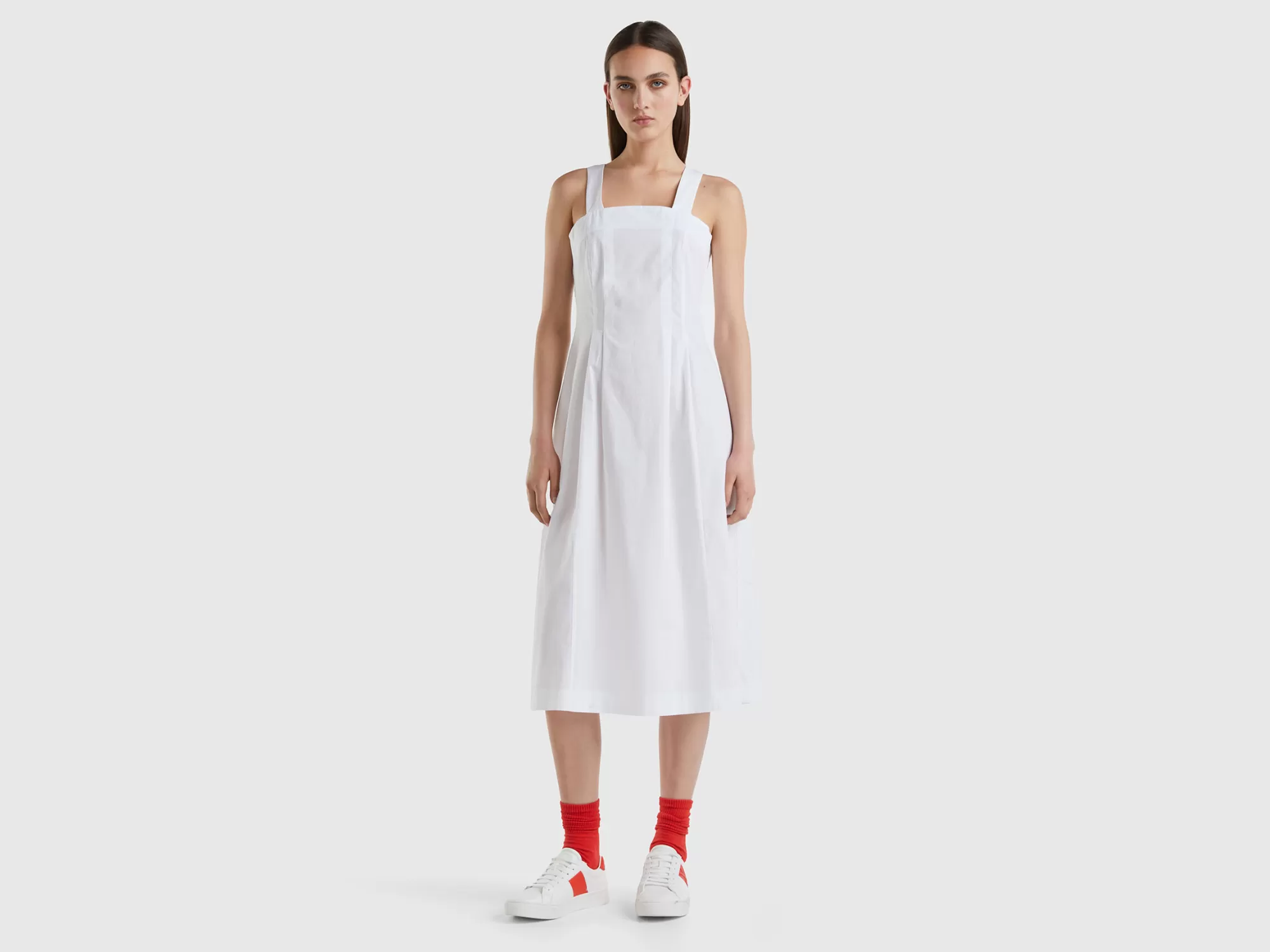 Benetton Vestido Midi De Algodón Ligero-Mujer Vestidos Y Monos