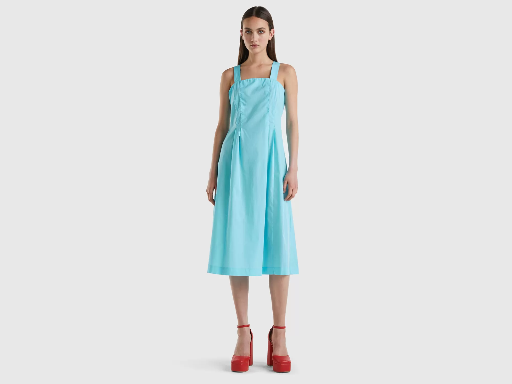 Benetton Vestido Midi De Algodón Ligero-Mujer Vestidos Y Monos