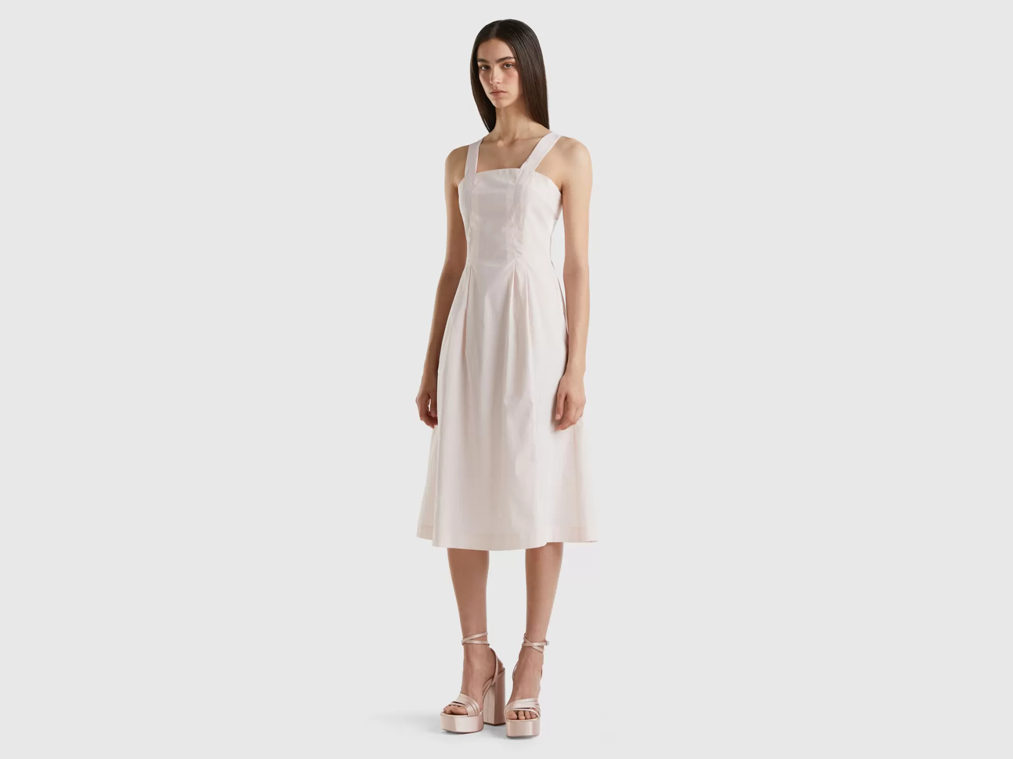 Benetton Vestido Midi De Algodón Ligero-Mujer Vestidos Y Monos