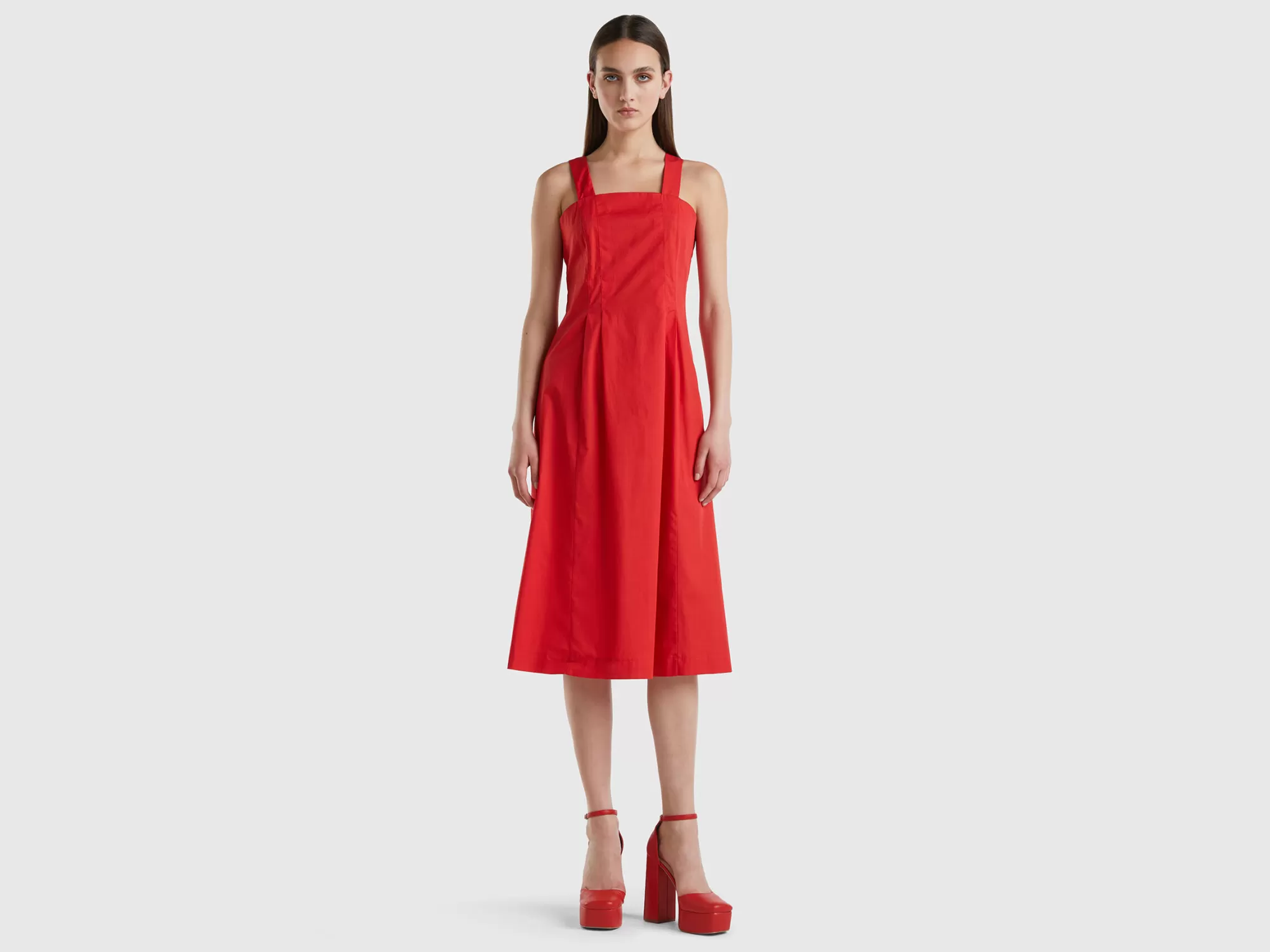 Benetton Vestido Midi De Algodón Ligero-Mujer Vestidos Y Monos