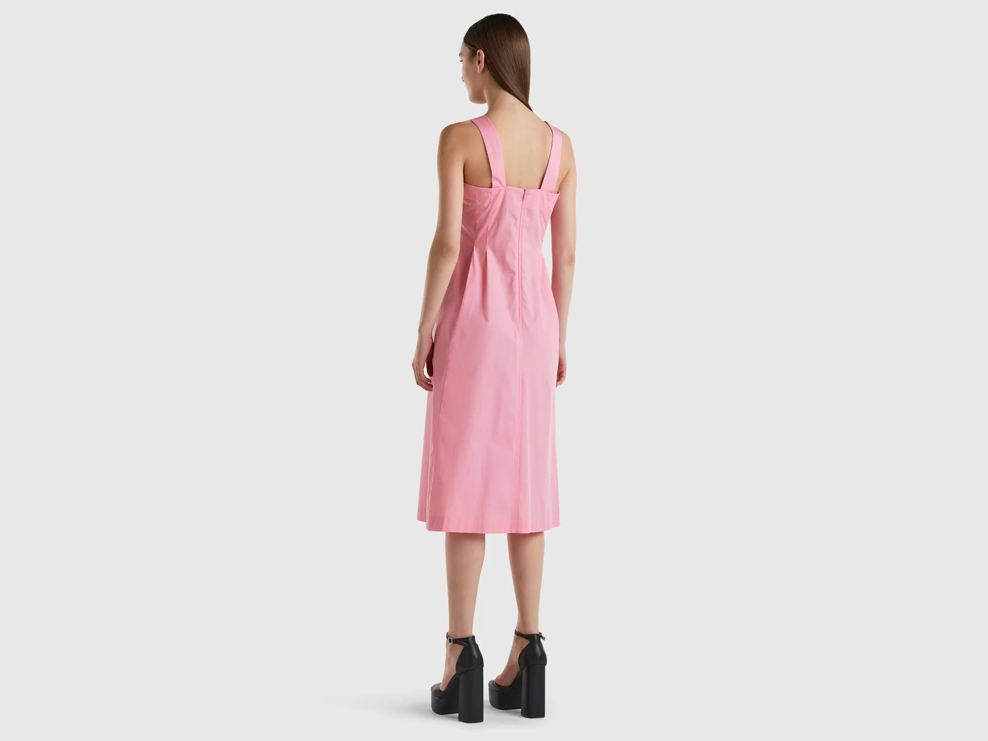 Benetton Vestido Midi De Algodón Ligero-Mujer Vestidos Y Monos