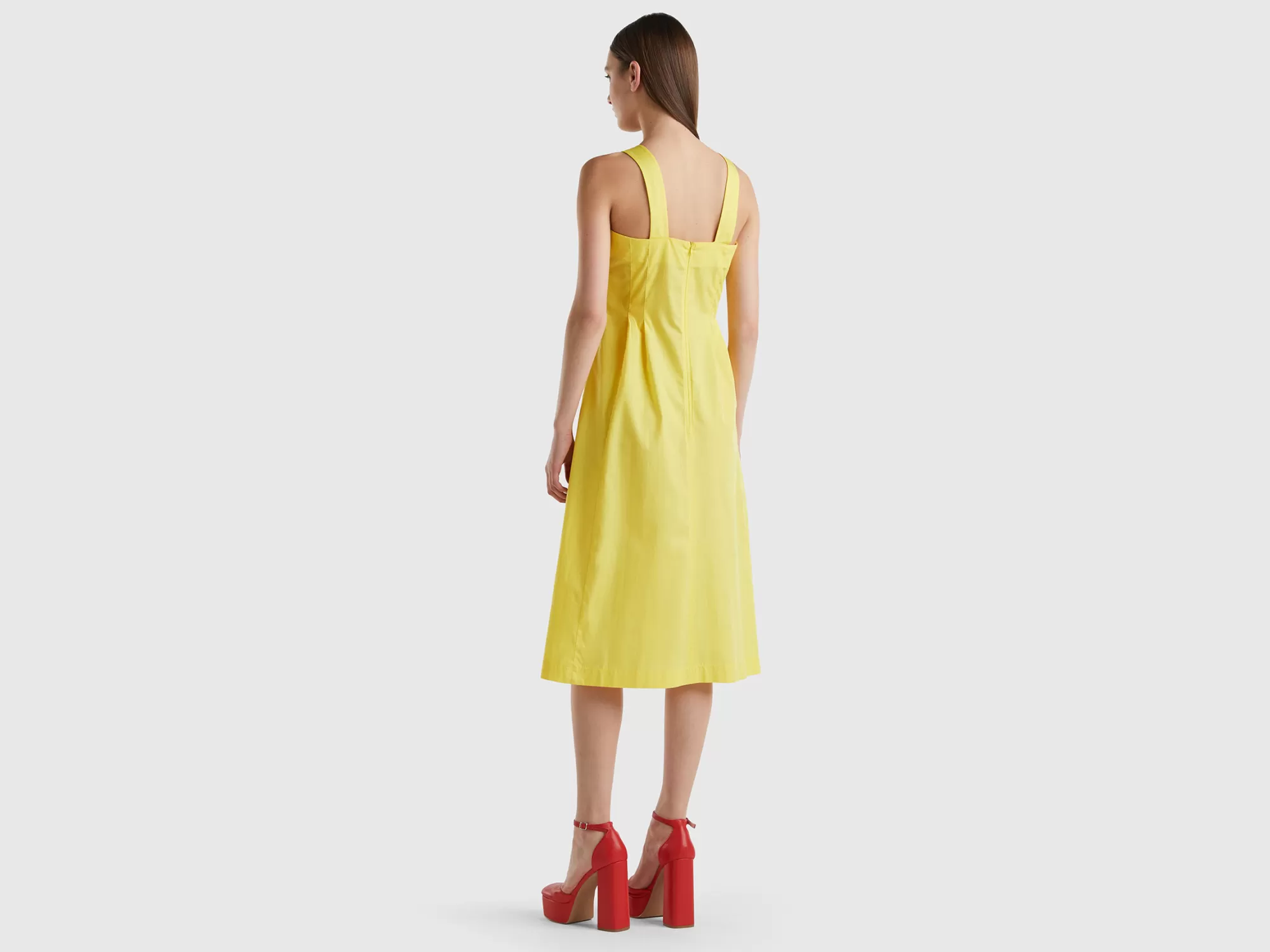 Benetton Vestido Midi De Algodón Ligero-Mujer Vestidos Y Monos