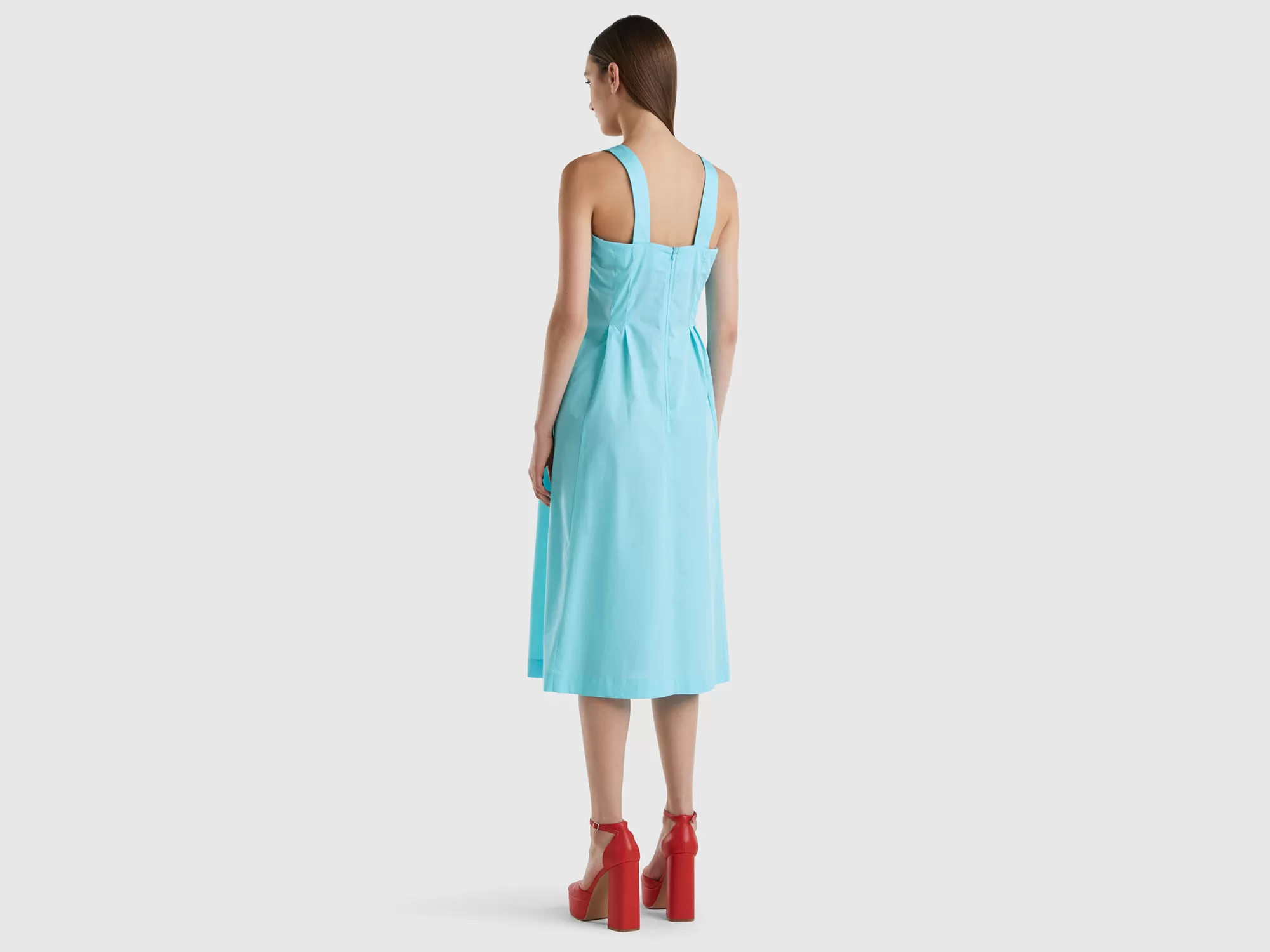 Benetton Vestido Midi De Algodón Ligero-Mujer Vestidos Y Monos