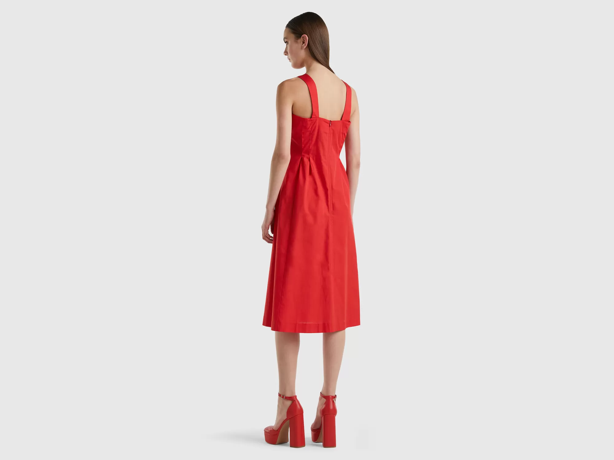 Benetton Vestido Midi De Algodón Ligero-Mujer Vestidos Y Monos