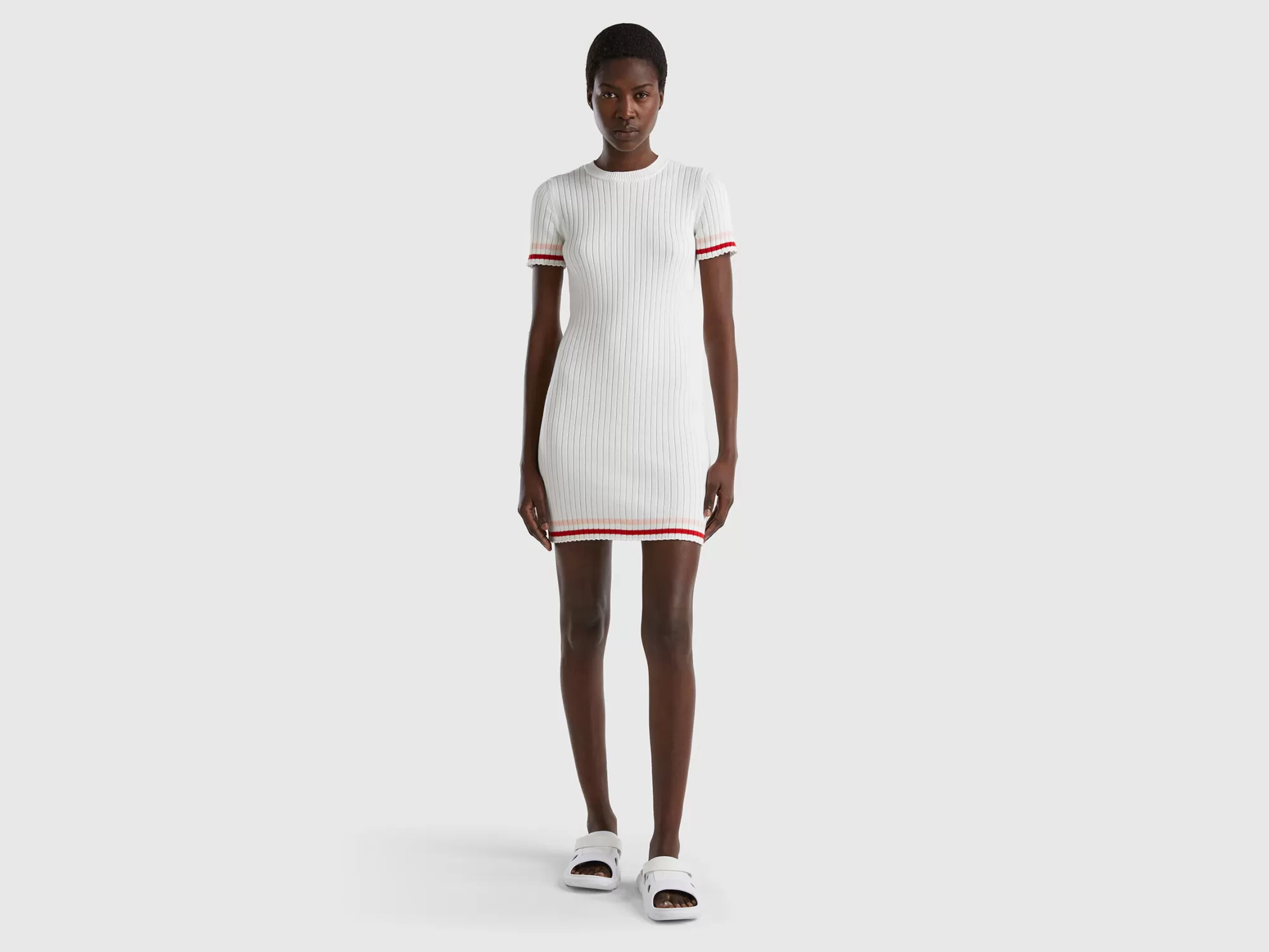 Benetton Vestido Mini Blanco Nata-Mujer Vestidos Y Monos