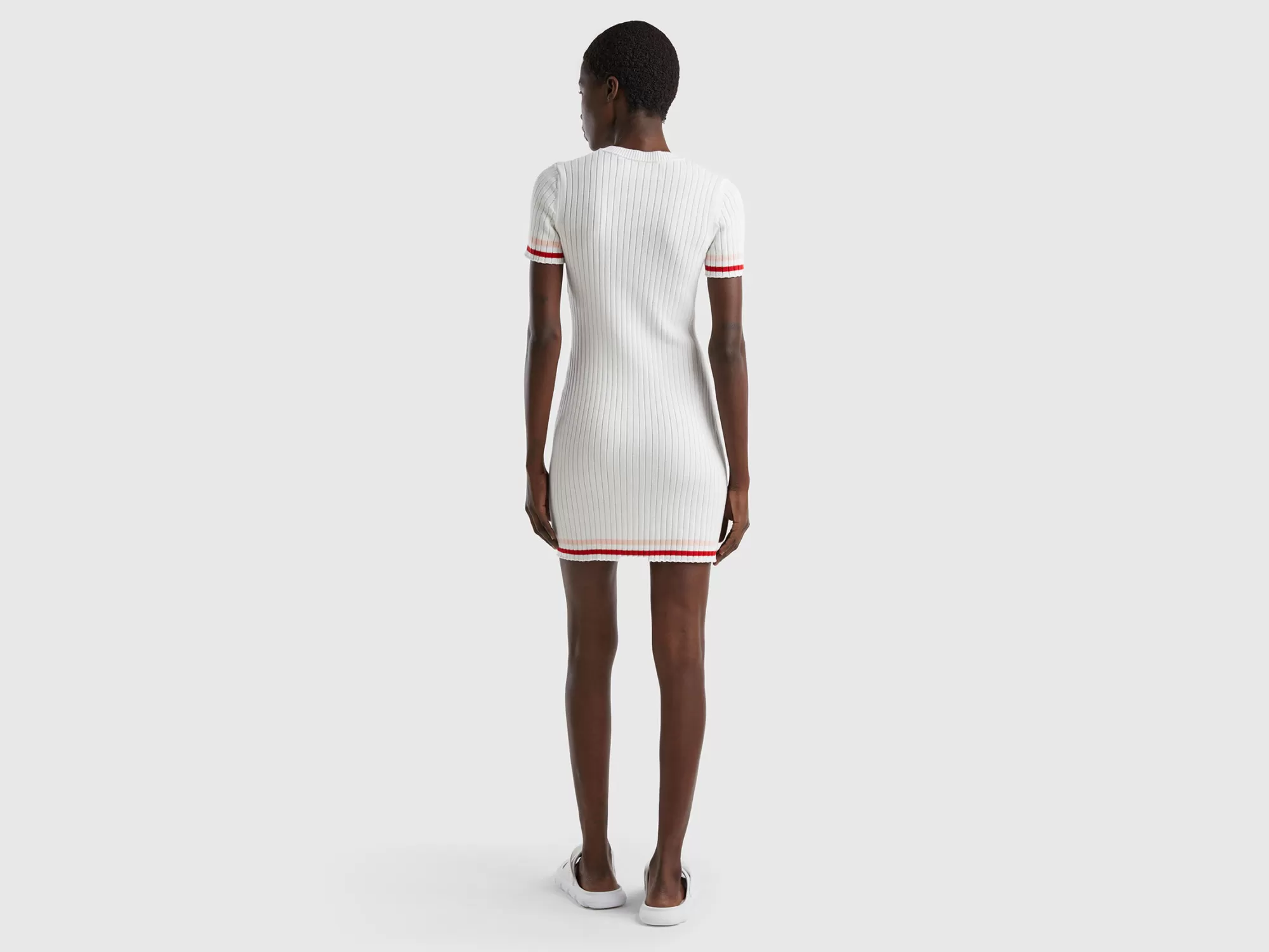 Benetton Vestido Mini Blanco Nata-Mujer Vestidos Y Monos